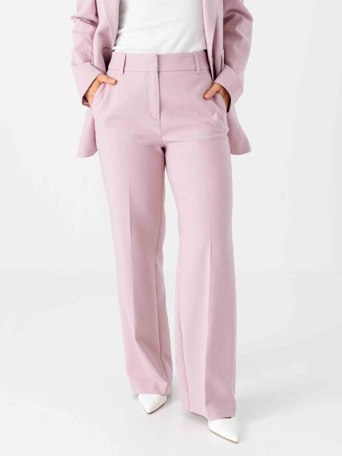 Selected Femme Rita Mid Waist Wide Pant Bleached Mauve Melange