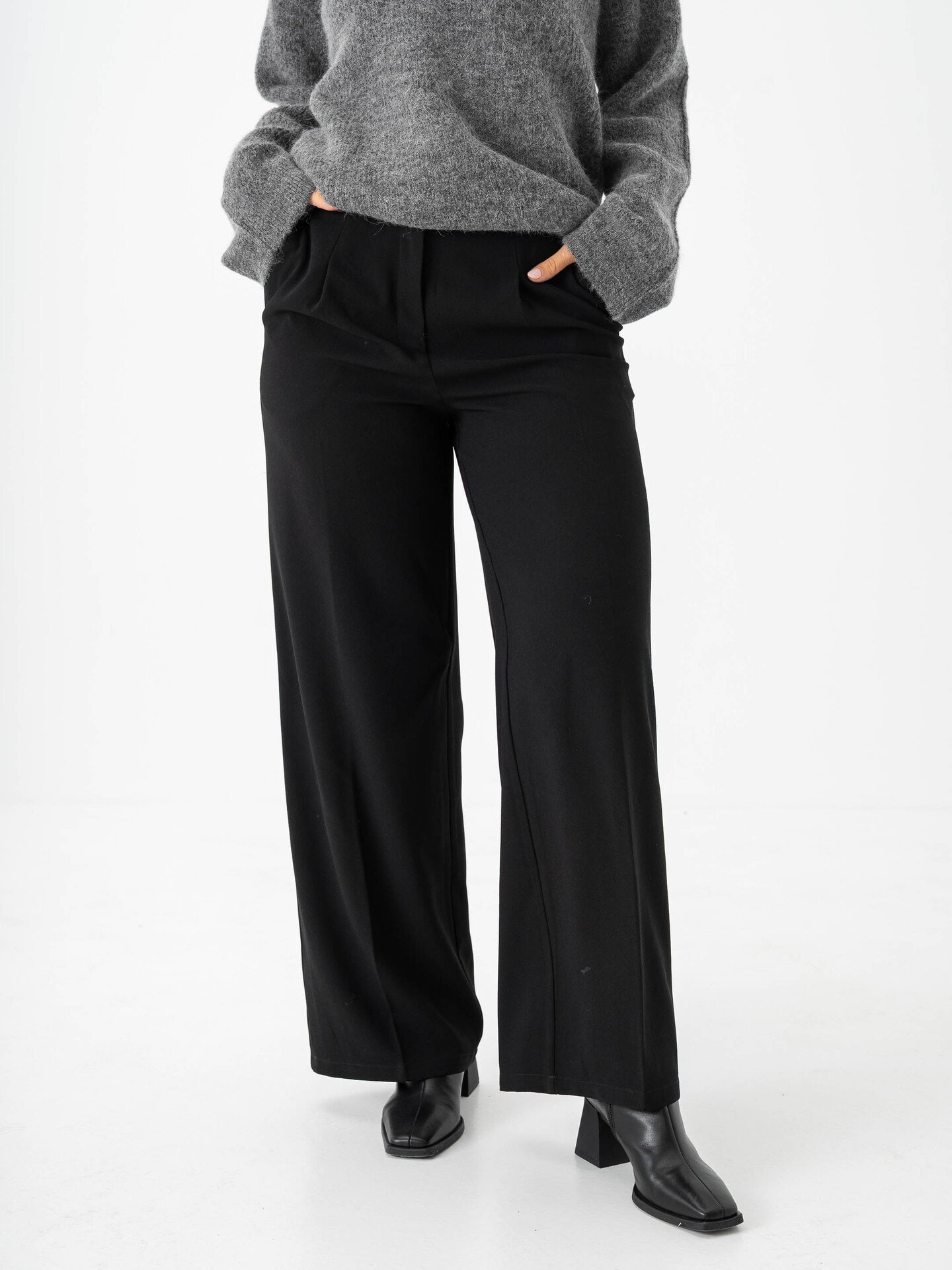 Selected Femme Tinni Midwaist Wide Pant Black