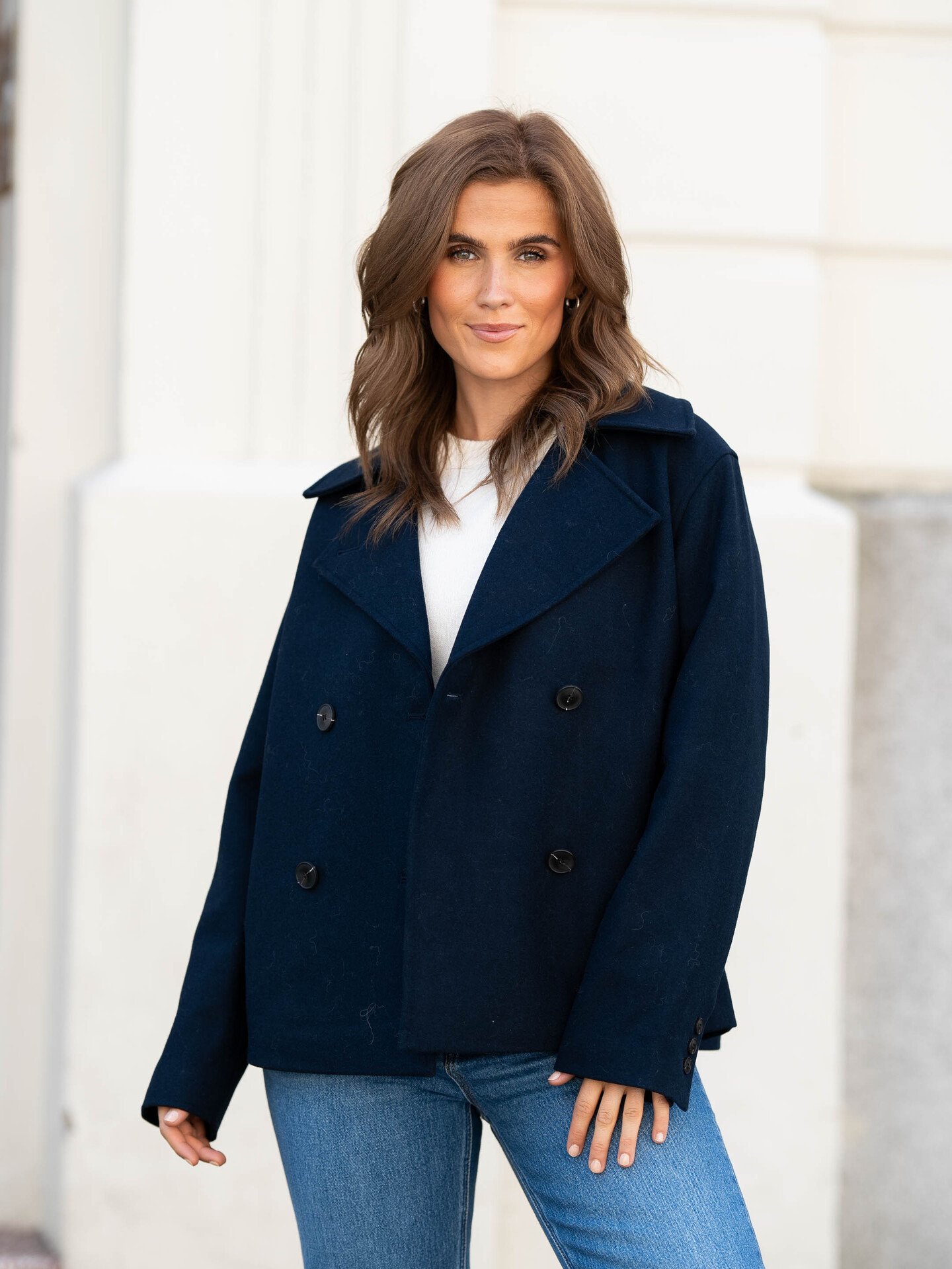 Selected Femme Alma Short Wool Jacket Dark Sapphire