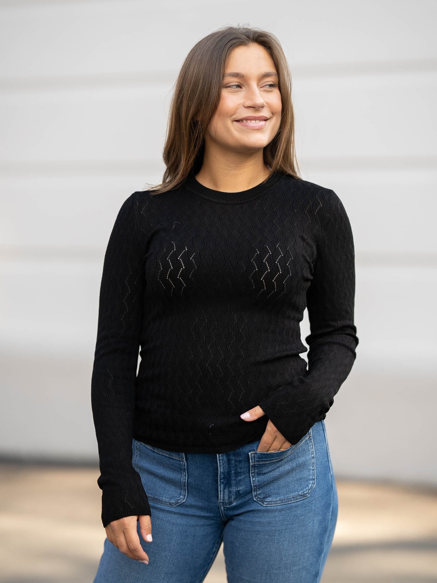 Selected Femme Cabala Long Sleeve Knit O-Neck Black