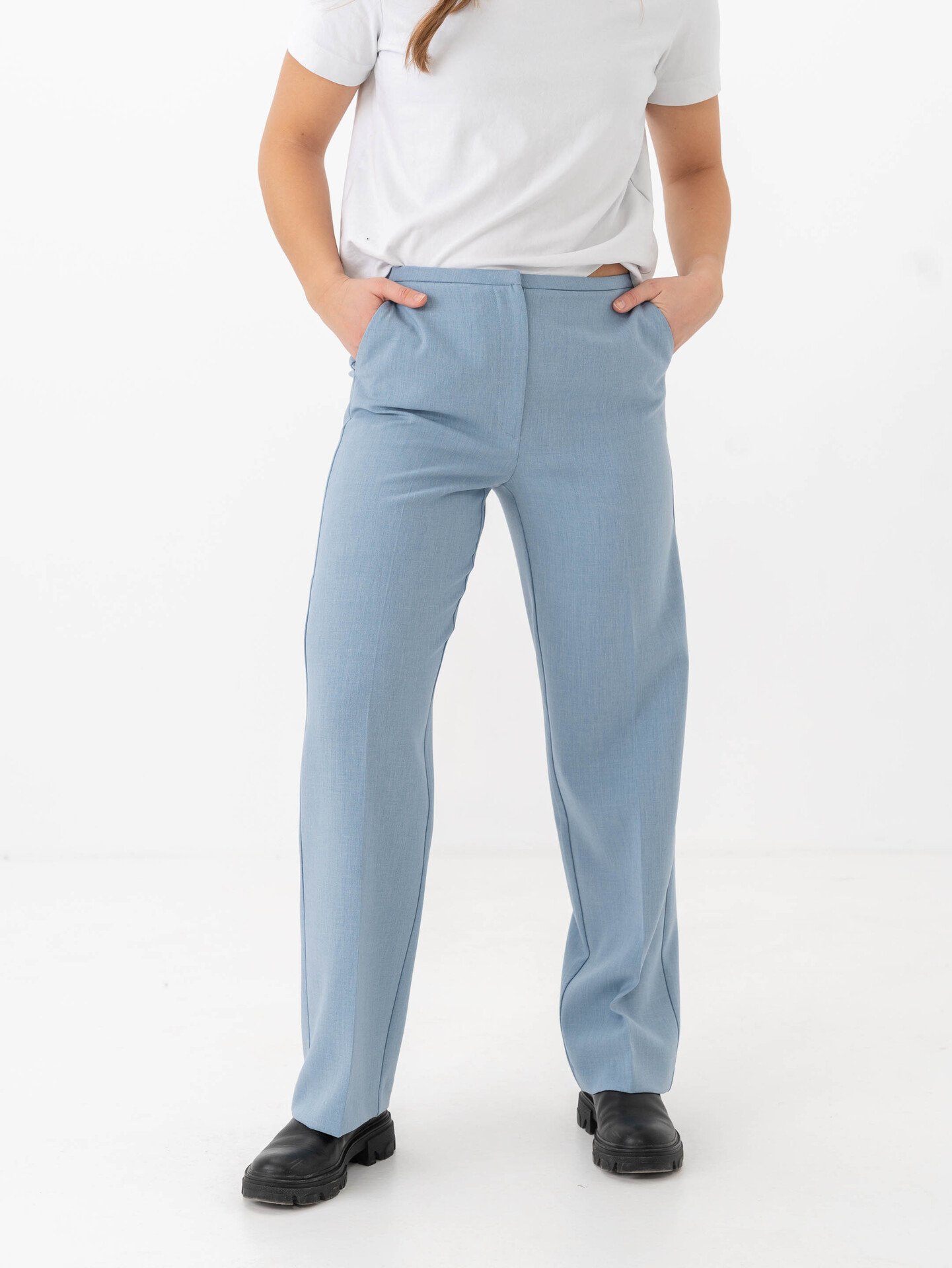 Selected Femme Rita-Freia Mid Waisted Straight Pant Endless Sky