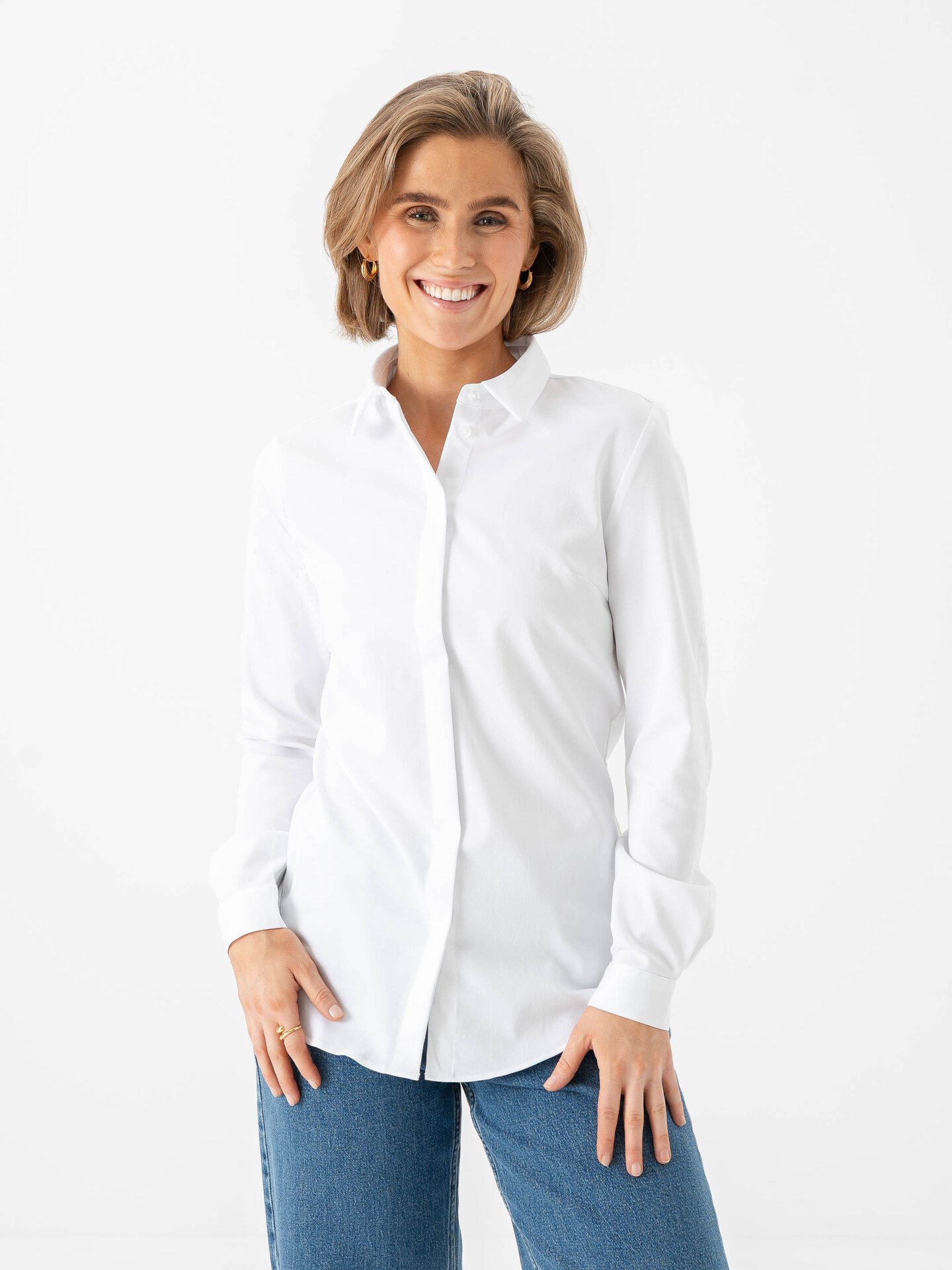 Selected Femme Romie Long Sleeve Fitted Shirt Bright White