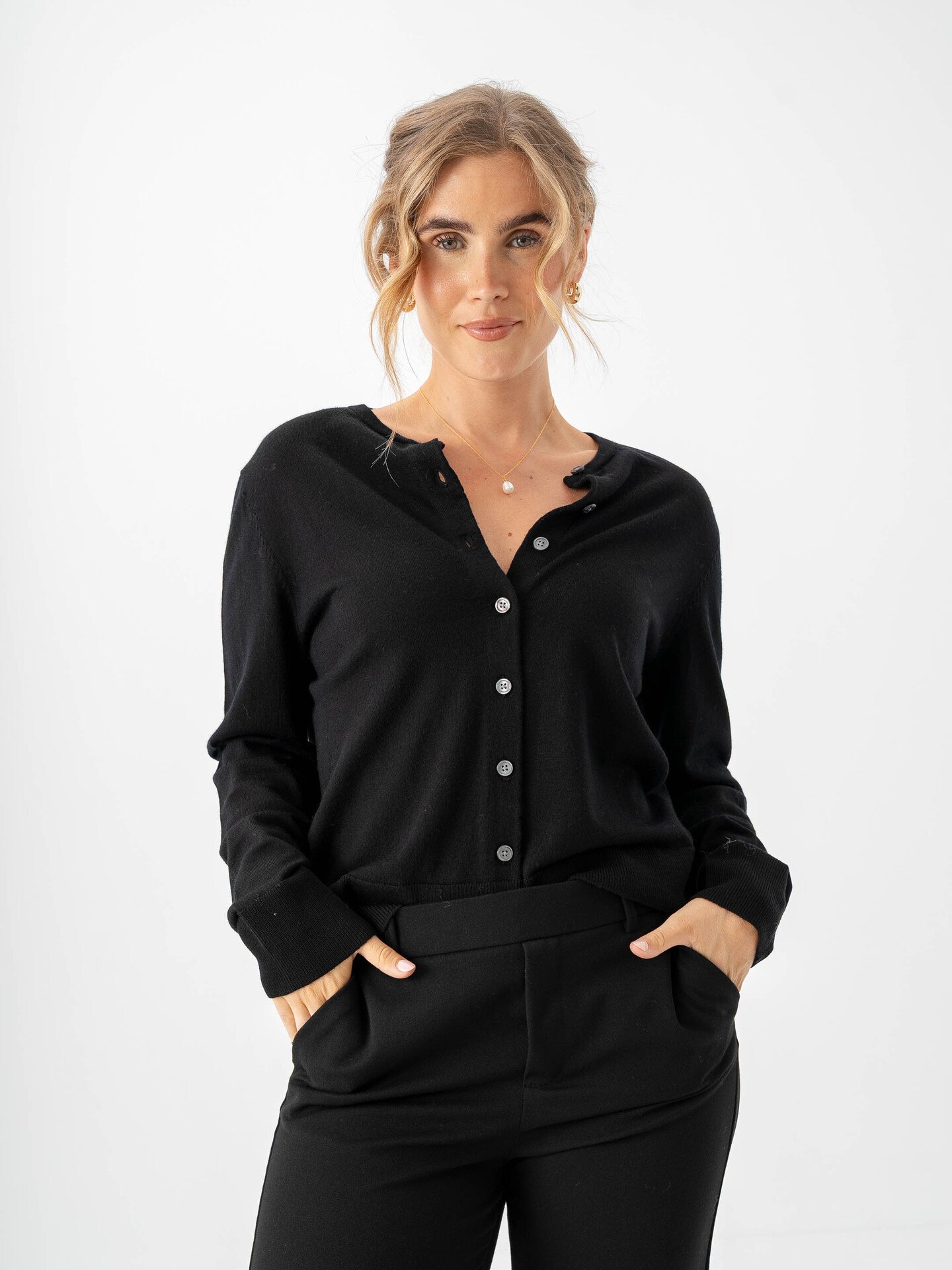 Selected Femme Thea Knit Merino Cardigan Black