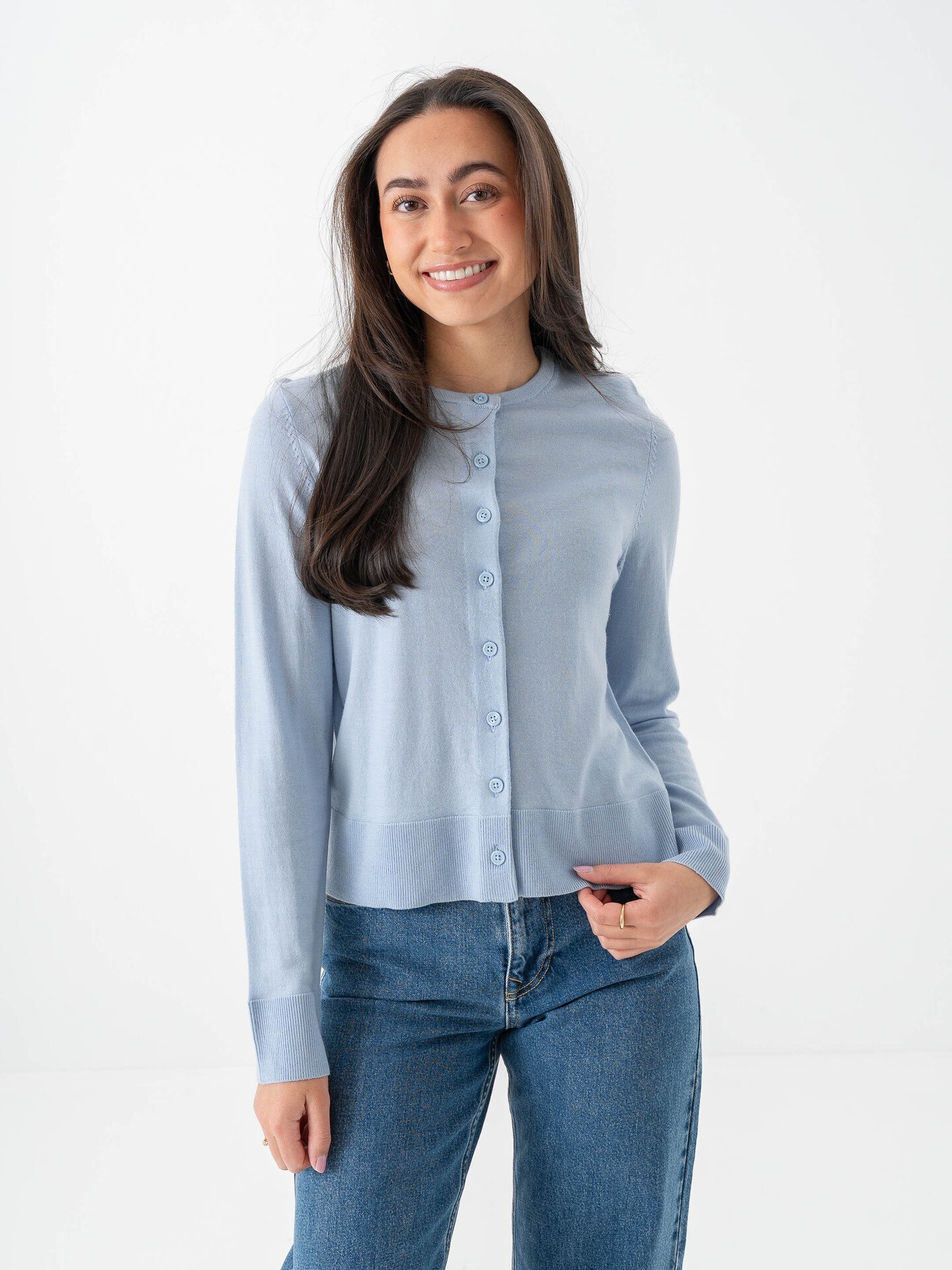 Selected Femme Thea Knit Merino Cardigan Cashmere Blue