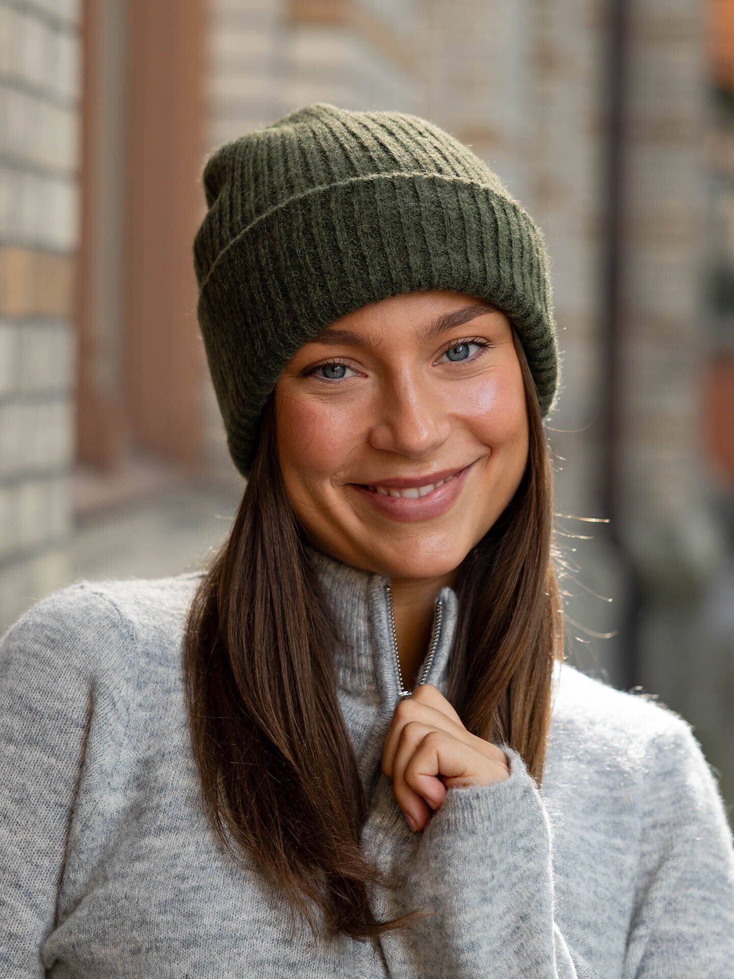 Selected Femme Lulu Lano Knit Beanie Kalamata MELANGE