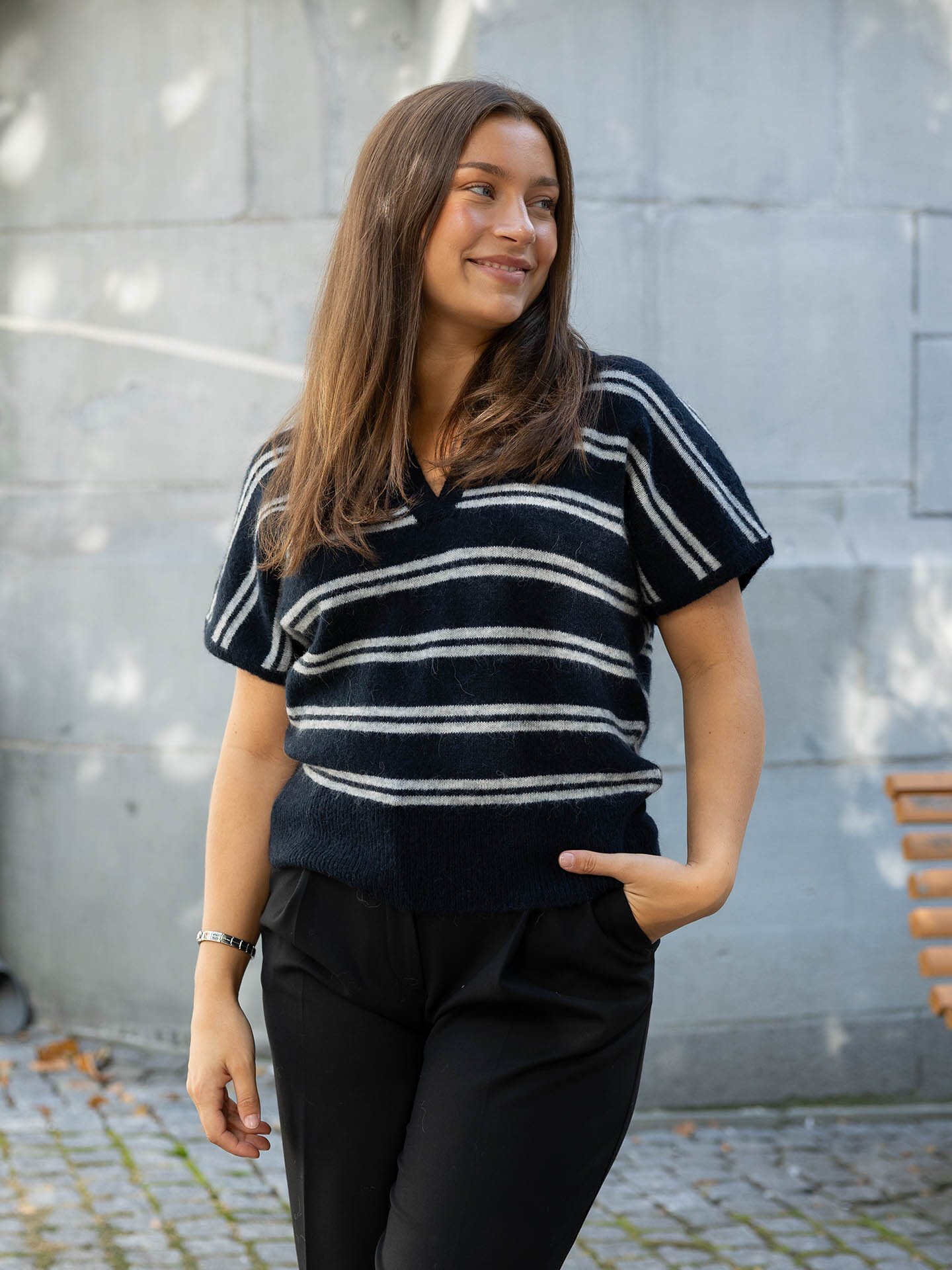 Selected Femme Lulu Short Sleeve Knit Polo Dark Sapphire LGM