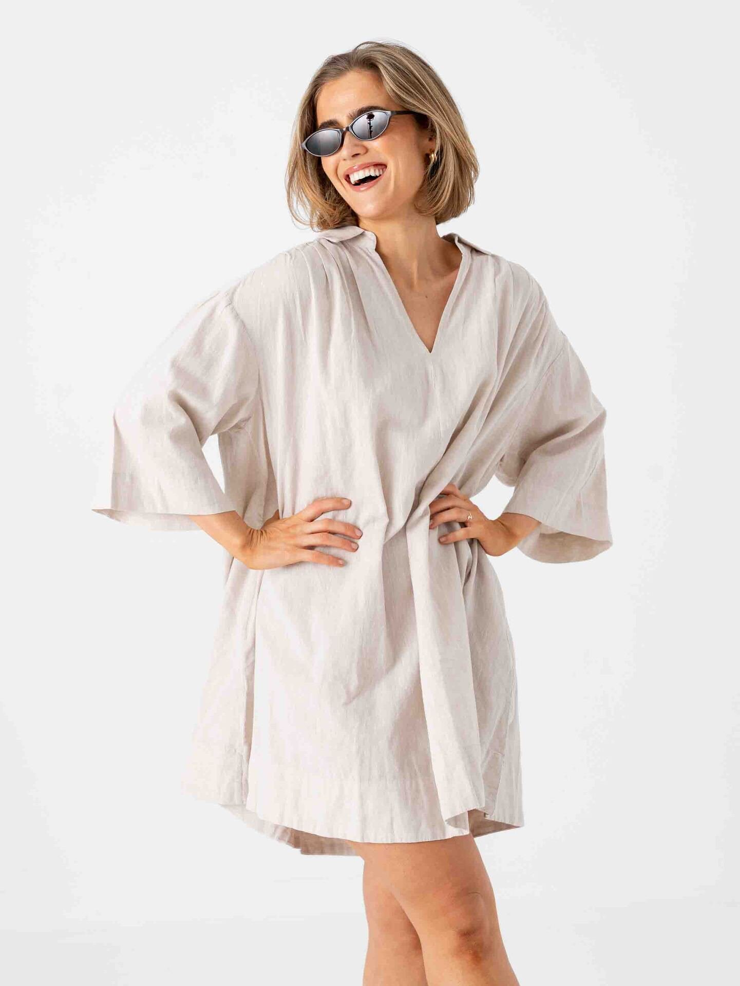 Selected Femme Luisa Talia Linen Blend Dress Sandshell