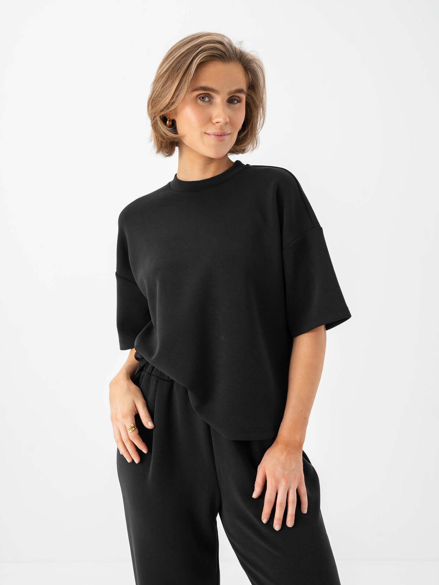 Selected Femme Oversized Tenny Tee Black