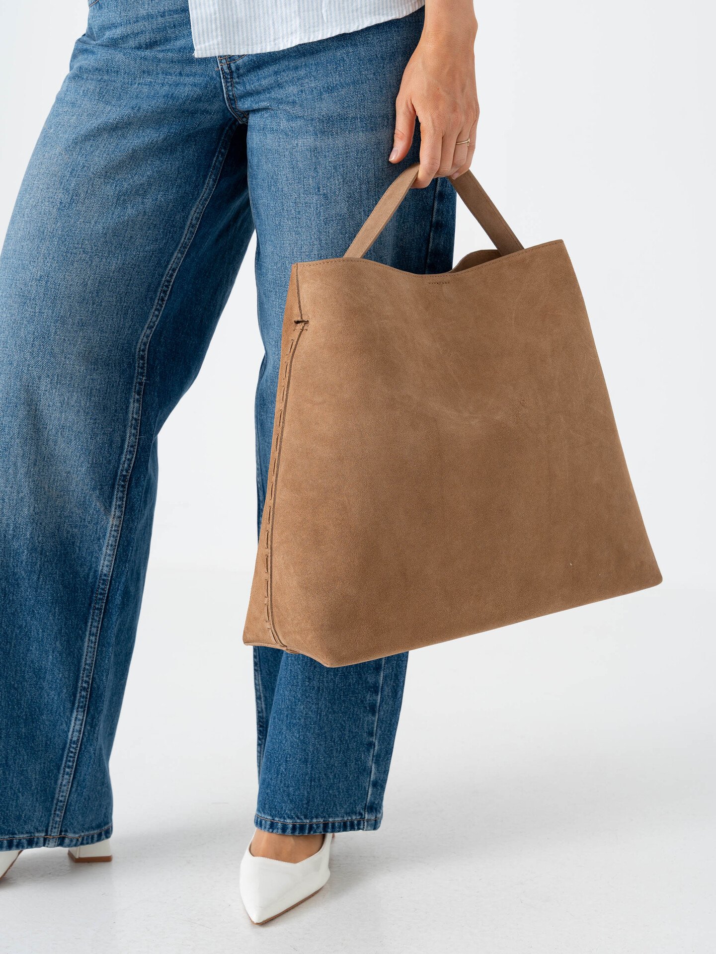 Selected Femme Stella Large Suede Bag Tan