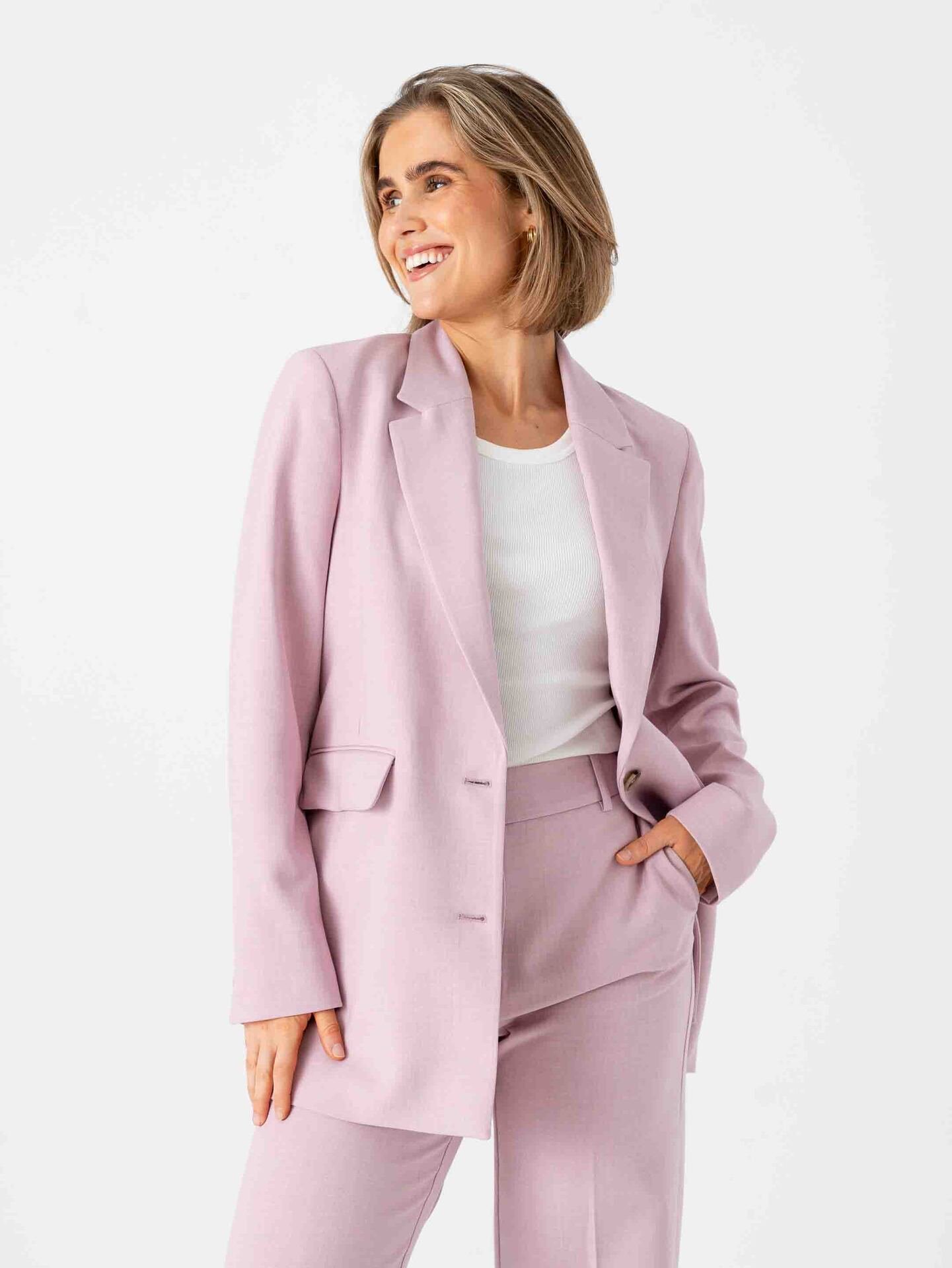 Selected Femme Rita Long Sleeve Relaxed Blazer Bleached Mauve Melange
