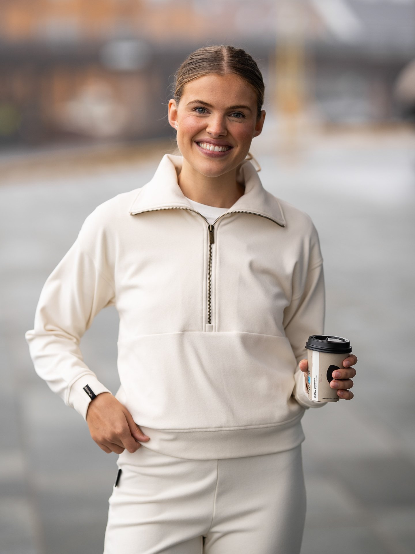 Twentyfour Mode Cozy Half-Zip Gråhvit