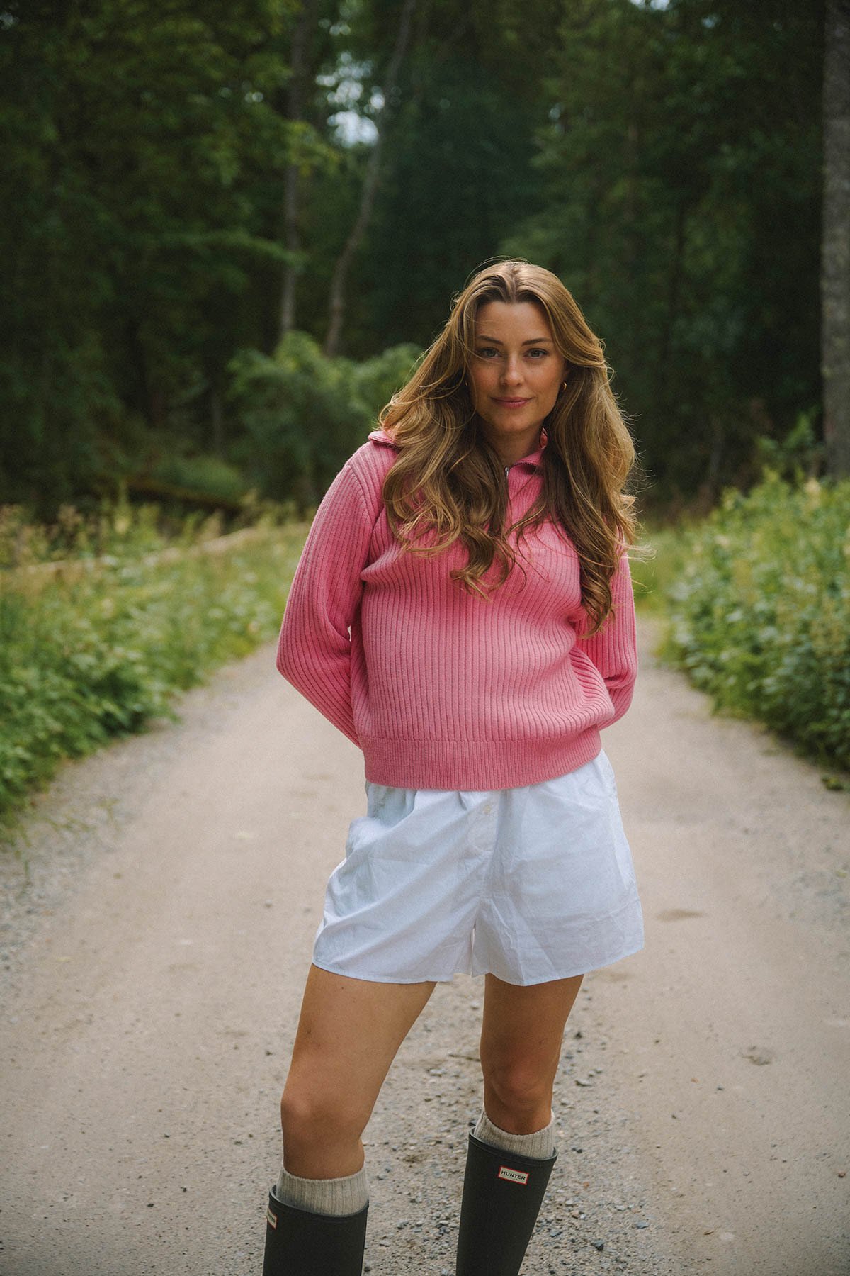 Twentyfour Mode Rib Half-Zip Knit Rosa