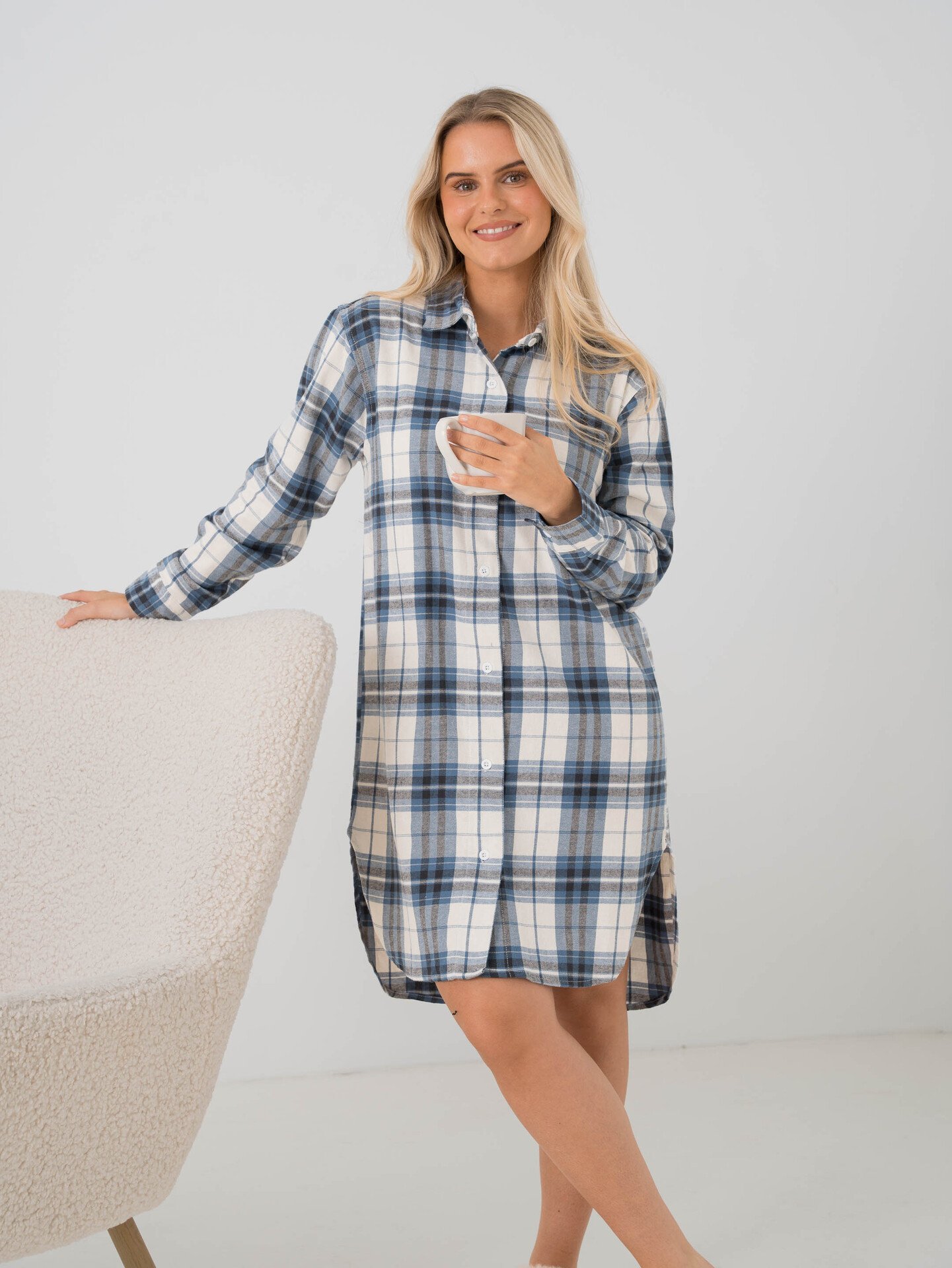 Twentyfour Dreamy Pyjamas Shirt Mellomblå