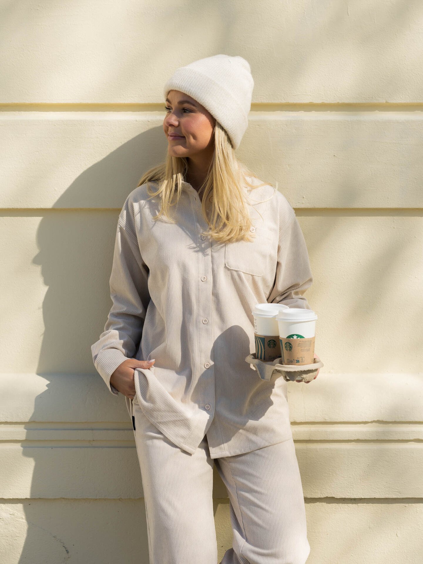 Twentyfour Mode Cord Skjorte Gråhvit