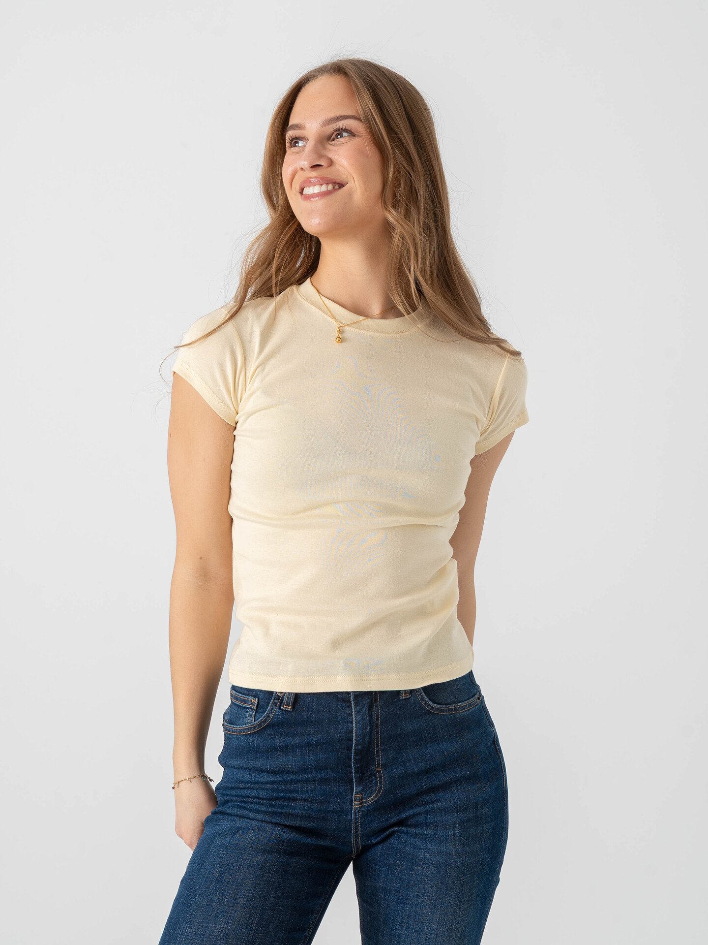 Topshop Everyday Short Sleeve Top Pale Banana