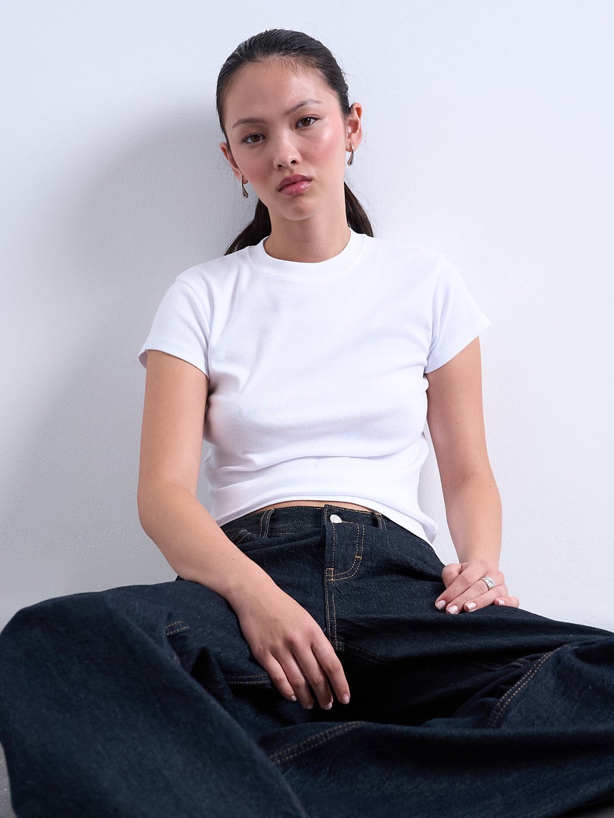 Topshop Everyday Short Sleeve Top Snow White