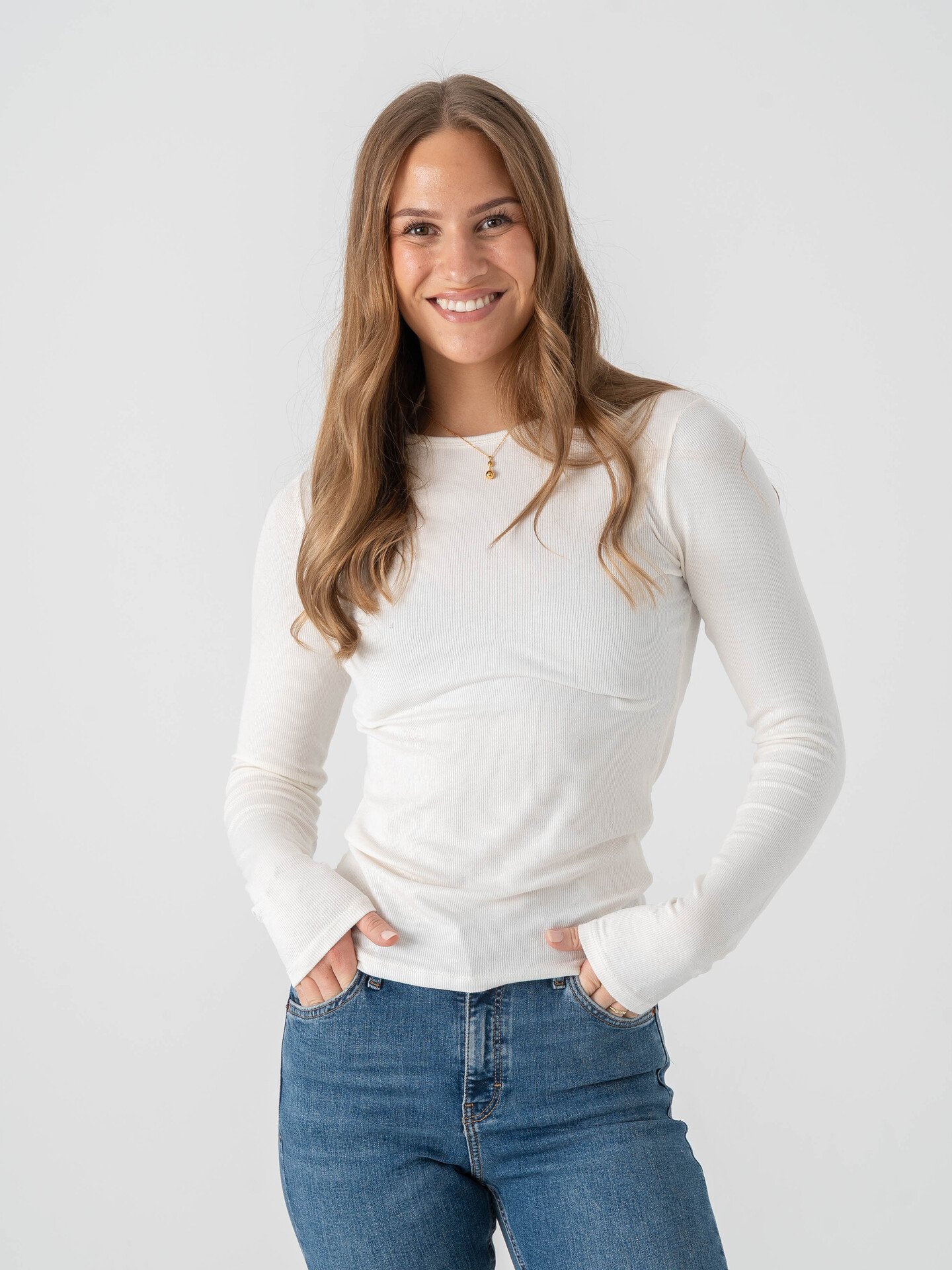 Topshop Premium Long Sleeve Top Snow White