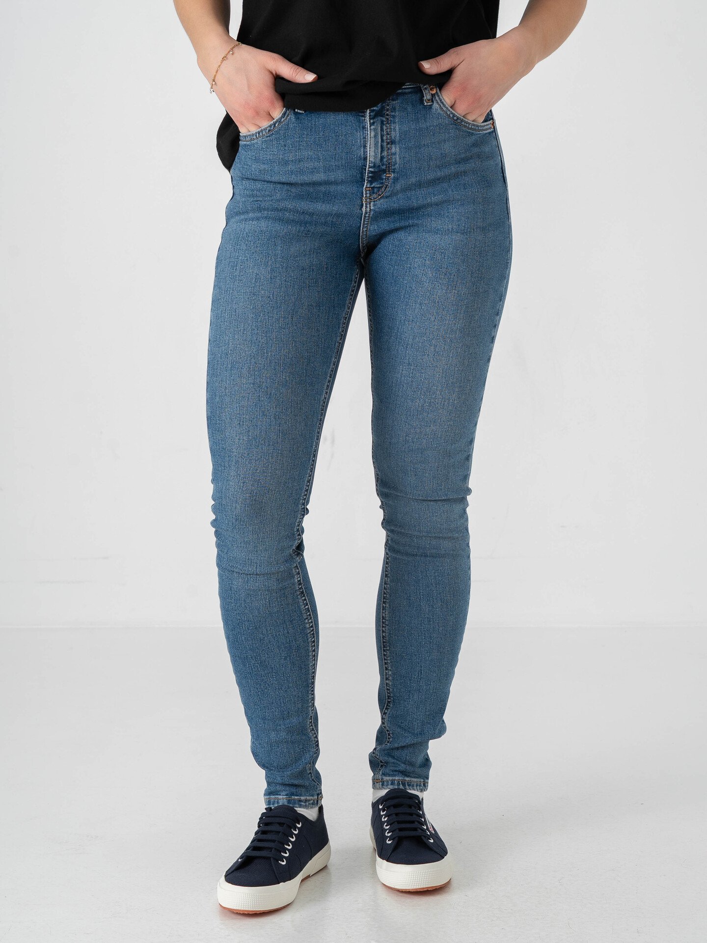 Topshop Jamie High Rise Slim Denim Jeans Medium Blue Denim