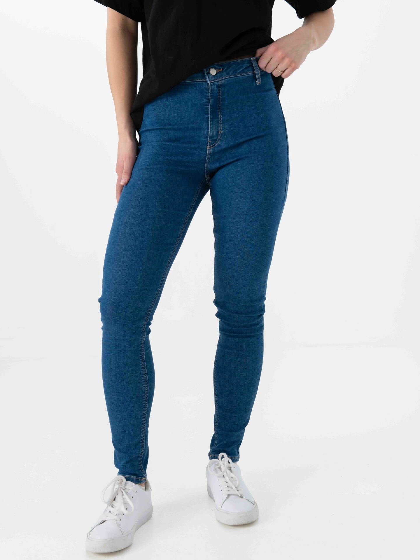 Topshop Joni High Rise Skinny Denim Jeans Medium Blue Denim