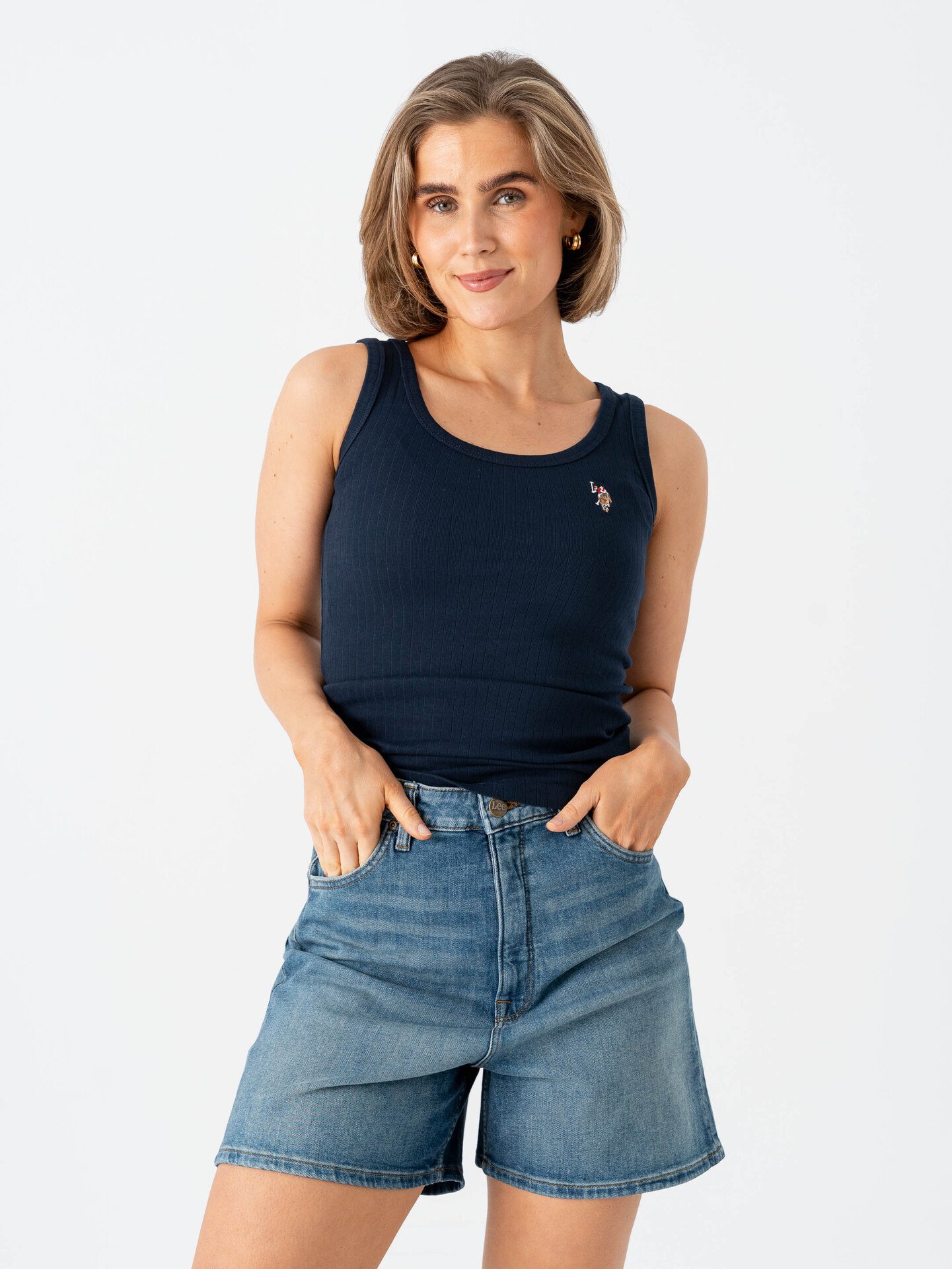 U.S. Polo Assn. Casandra New Regular Rib Top Dark Sapphire