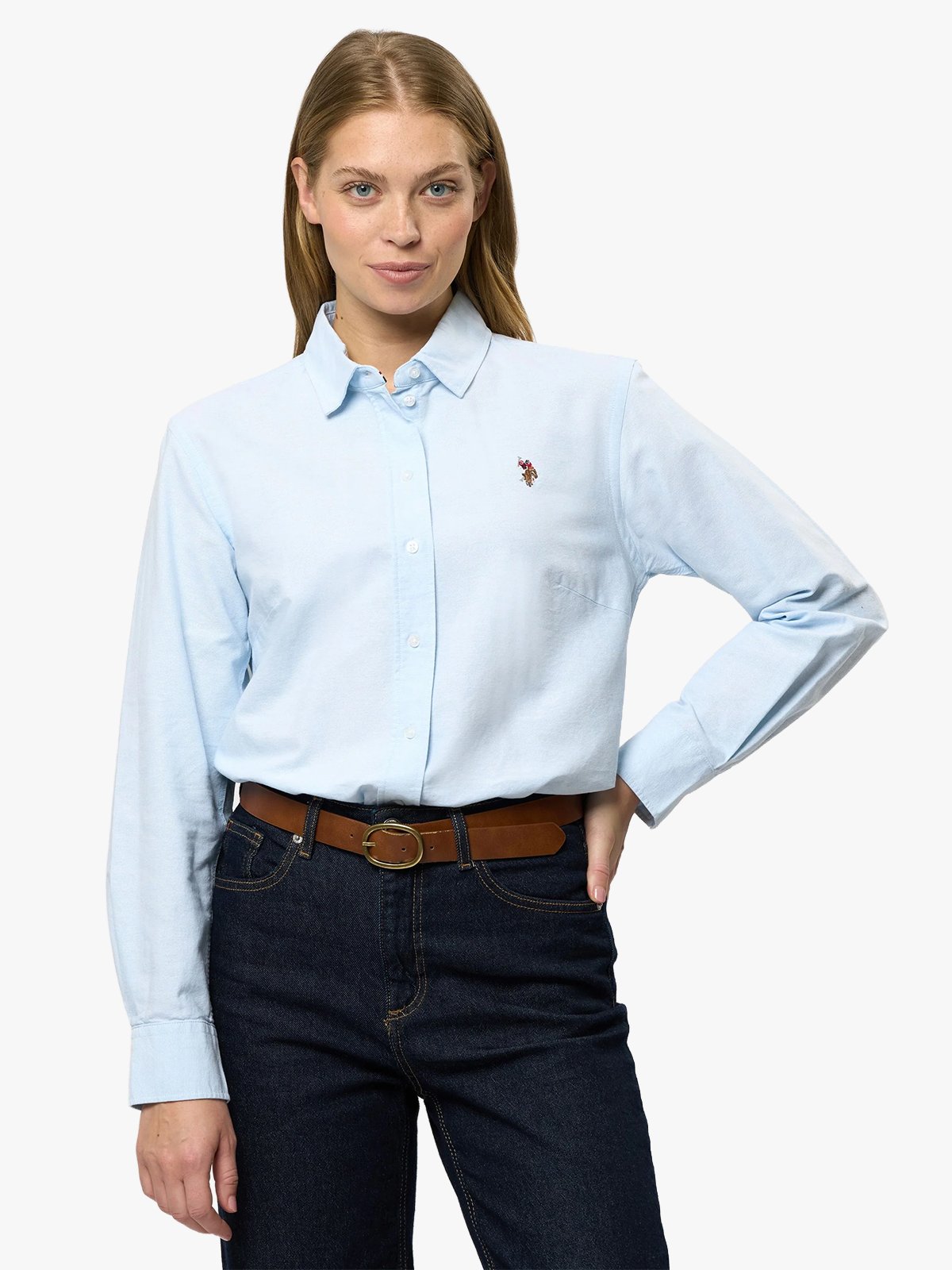 U.S. Polo Assn. Gina Regular Oxford Striped Shirt Light Blue