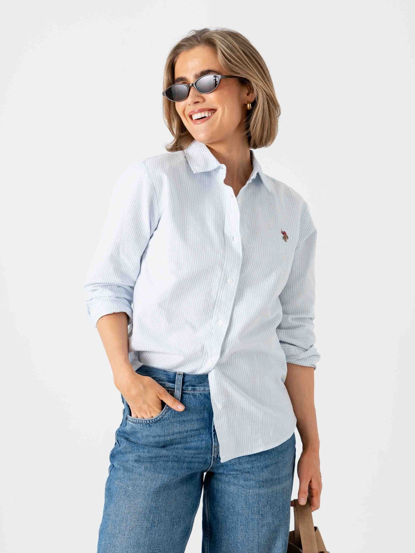 U.S. Polo Assn. Gina Regular Oxford Striped Shirt Light Blue