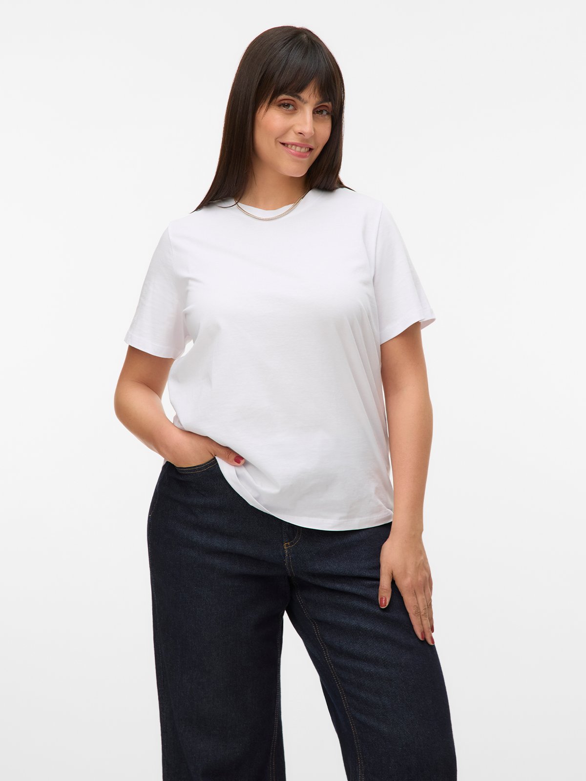 Vero Moda Curve Paulina Short Sleeve T-Shirt Bright White