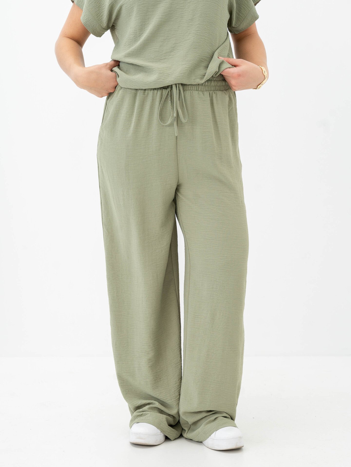 Vila Josa High Waist Wide Pants Oil Green
