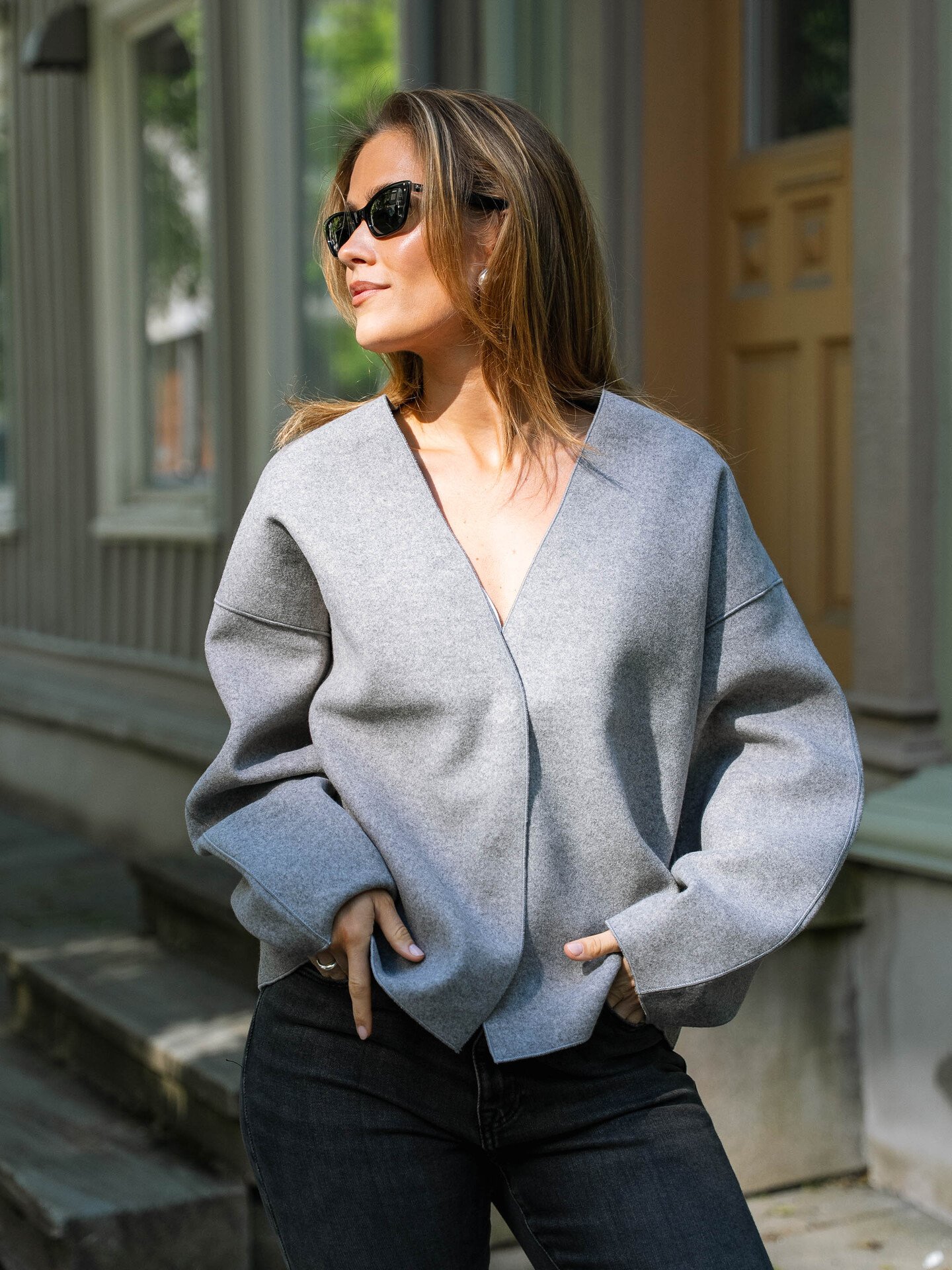 Vila Juice Loose Long Sleeve Jacket Medium Grey Melange