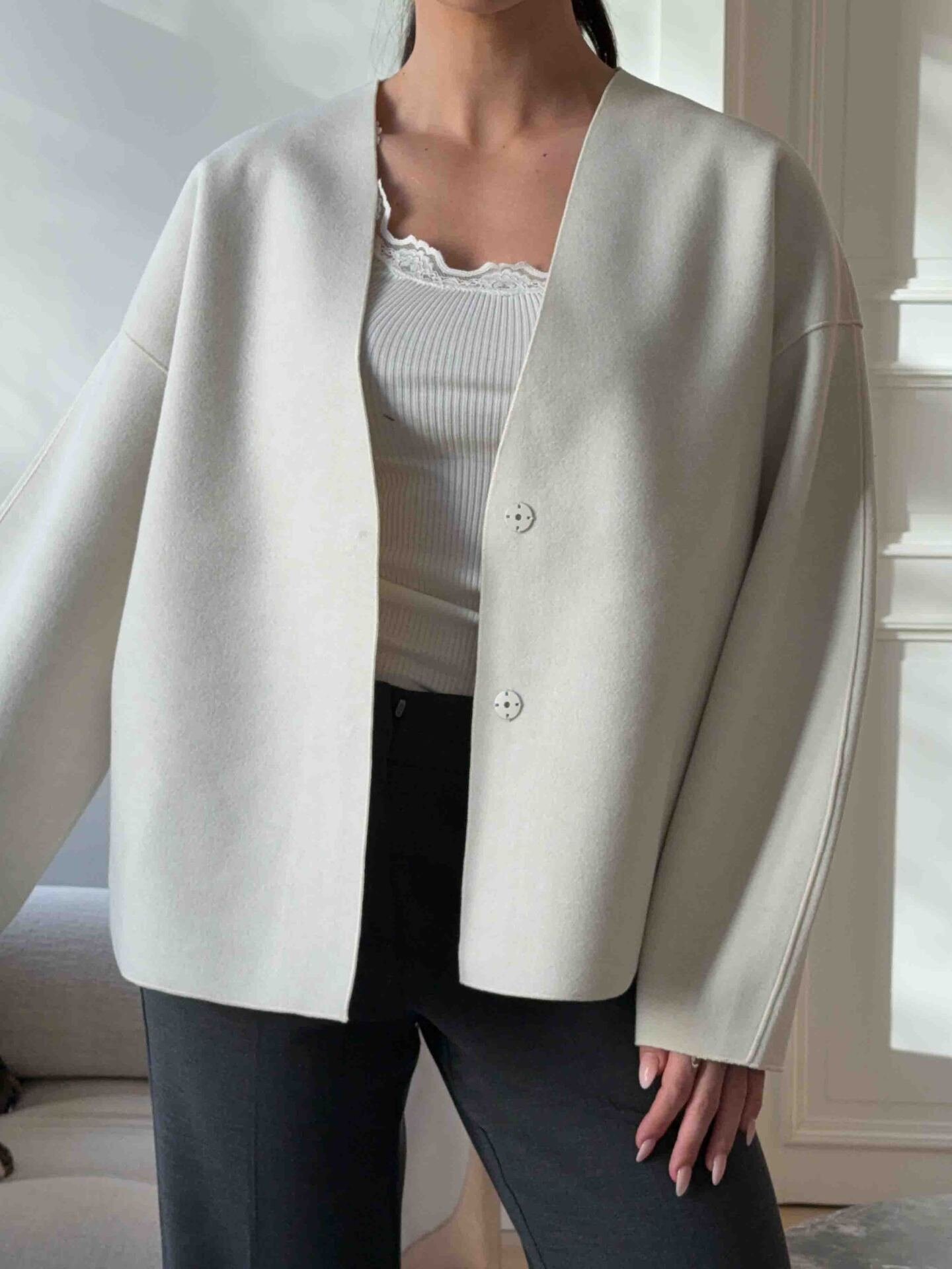 Vila Juice Loose Long Sleeve Jacket Super Light Natural Melan