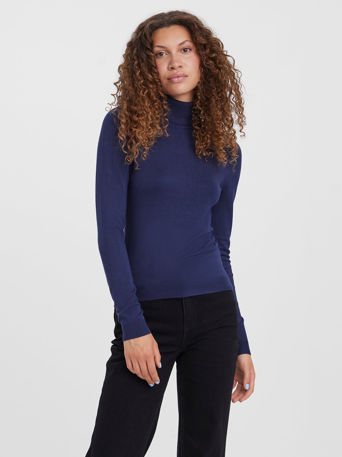 Vero Moda Glory Long Sleeve Rollneck Blouse Navy Blazer