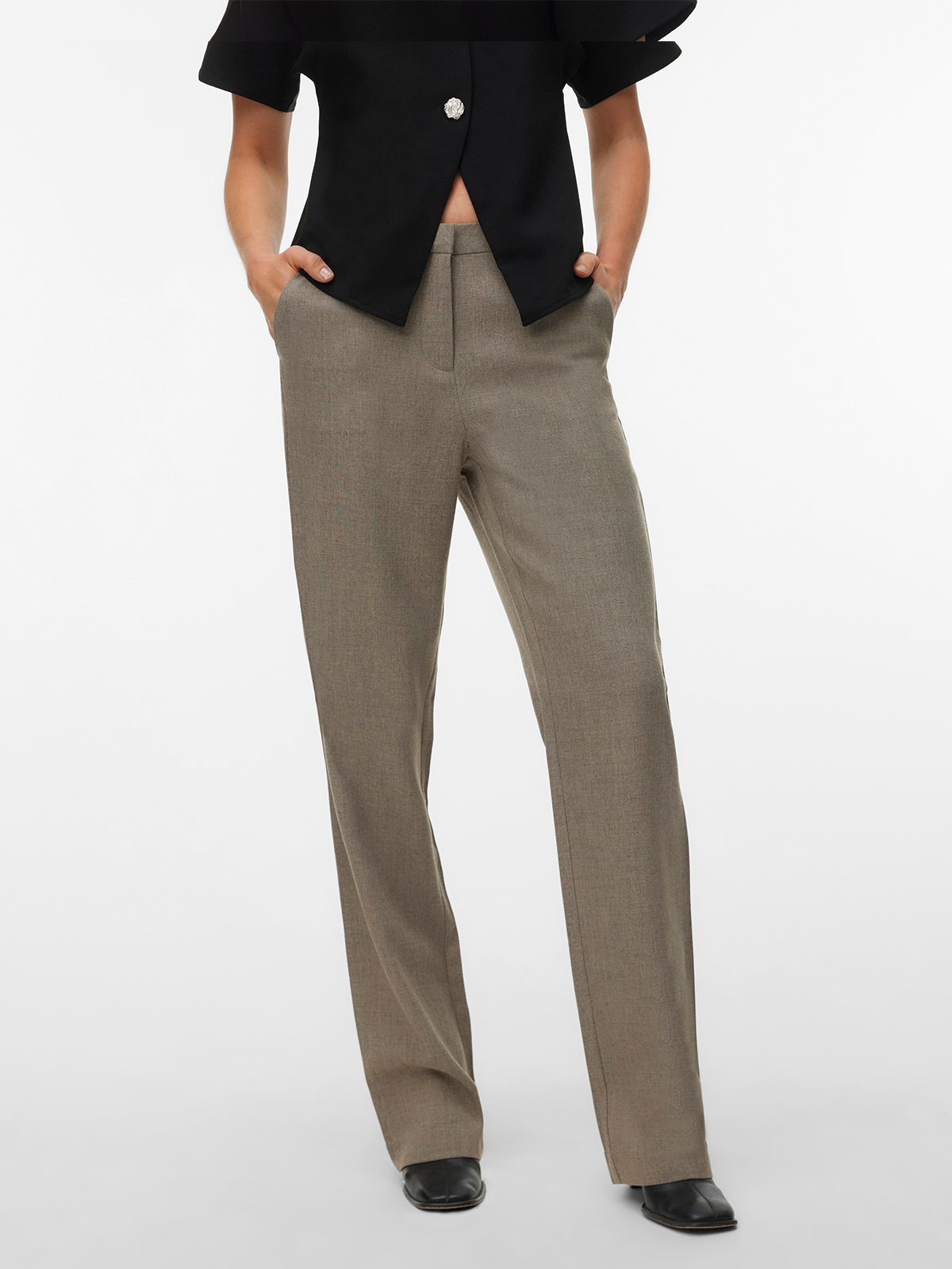 Vero Moda Zamira Bestie Mid Waist Straight Pant Moon Rock