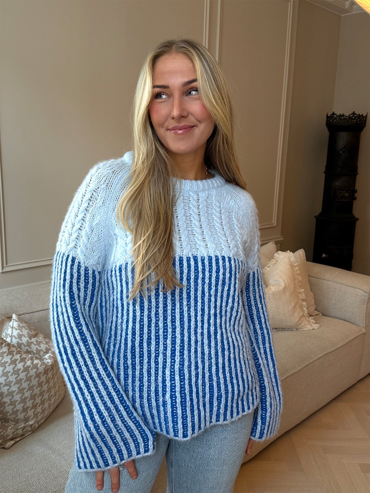 Vero Moda Erika Long Sleeve O-Neck Long Pullover Skyway w. Princess Blue