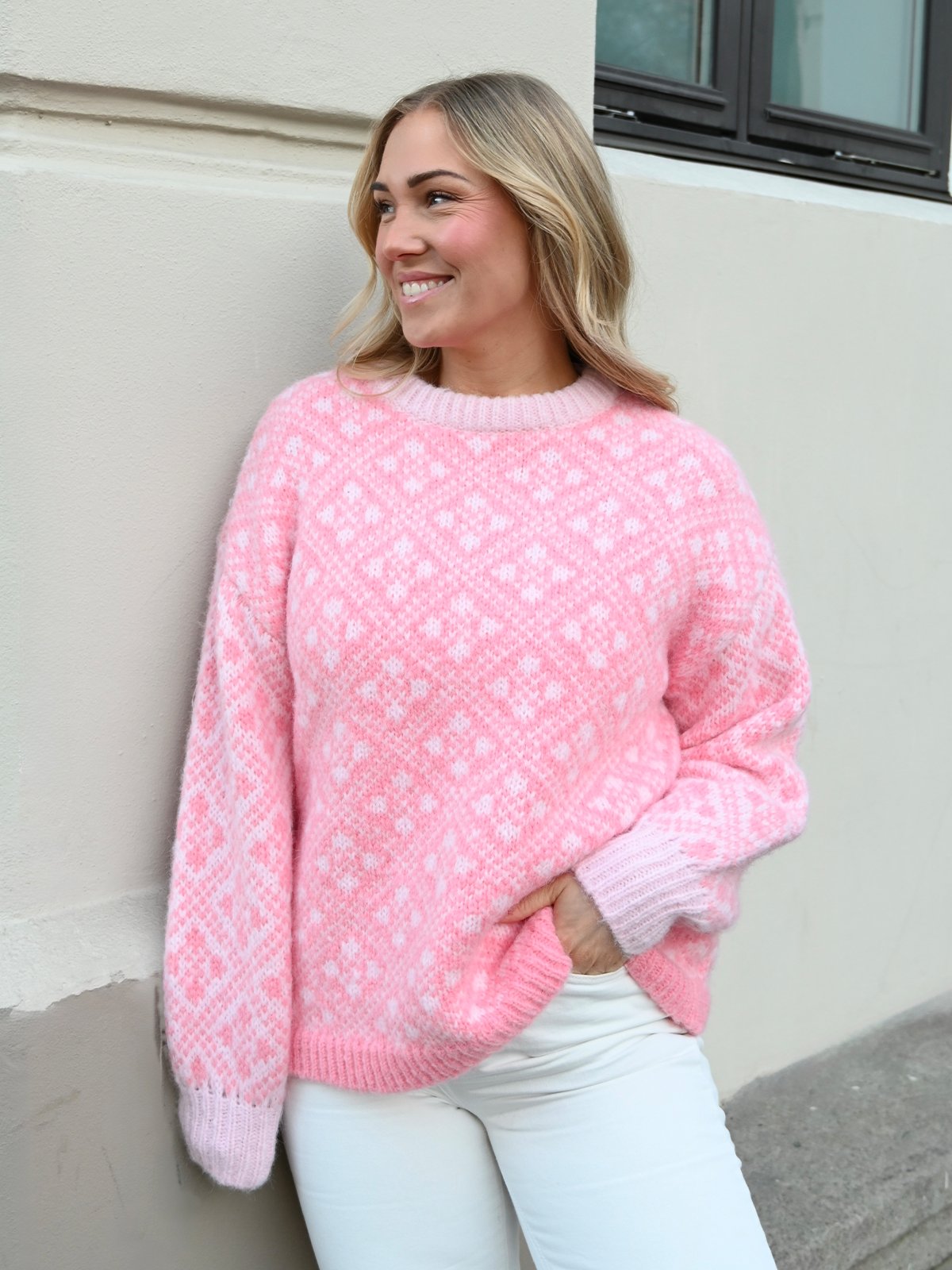 Vero Moda Inga Long Sleeve O-Neck Oversized Pullover Pink-A-Boo W. Pink Cherub