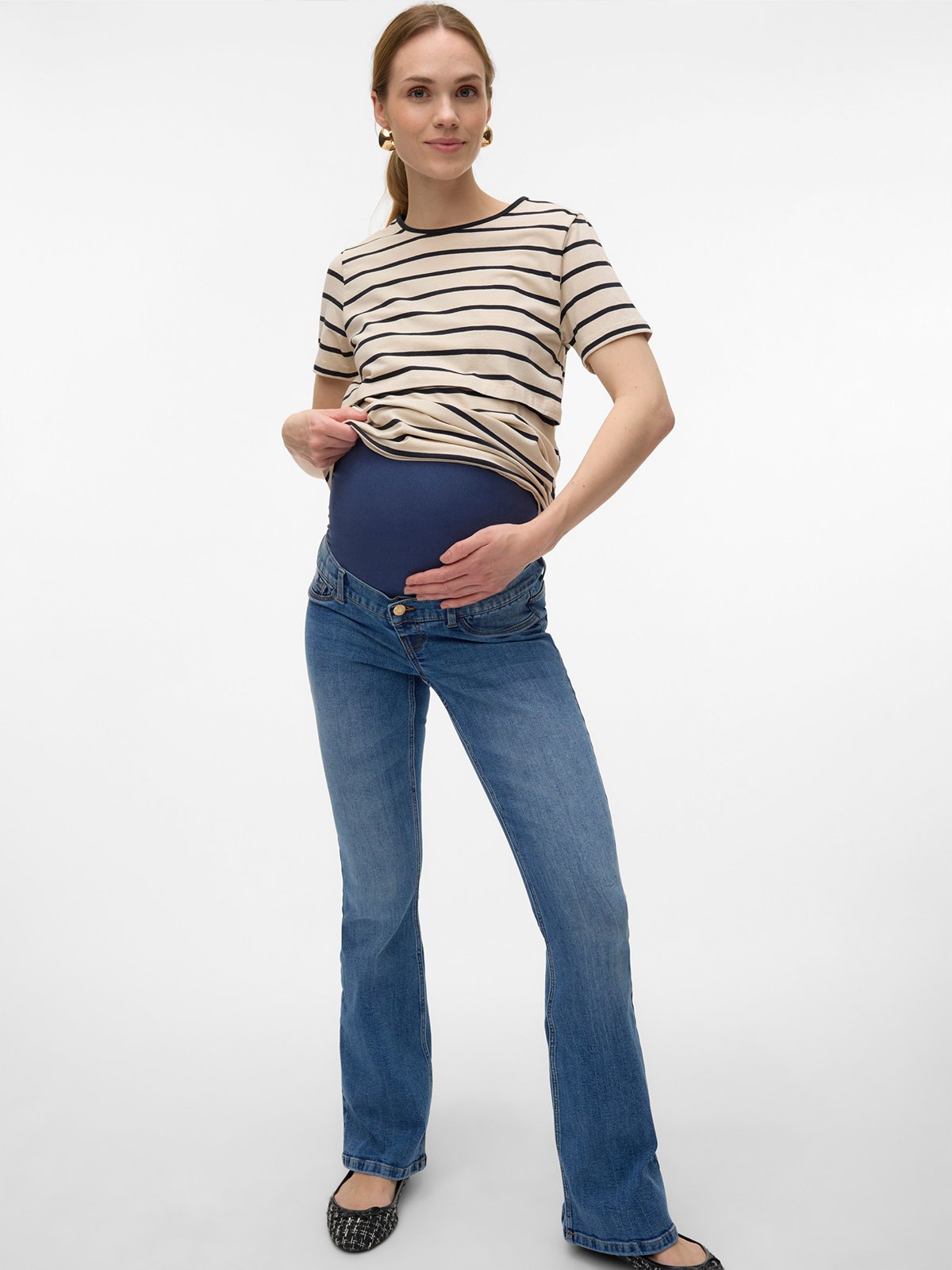 Vero Moda Maternity Sigi Flared Denim Jeans Blå / Medium Blue Denim