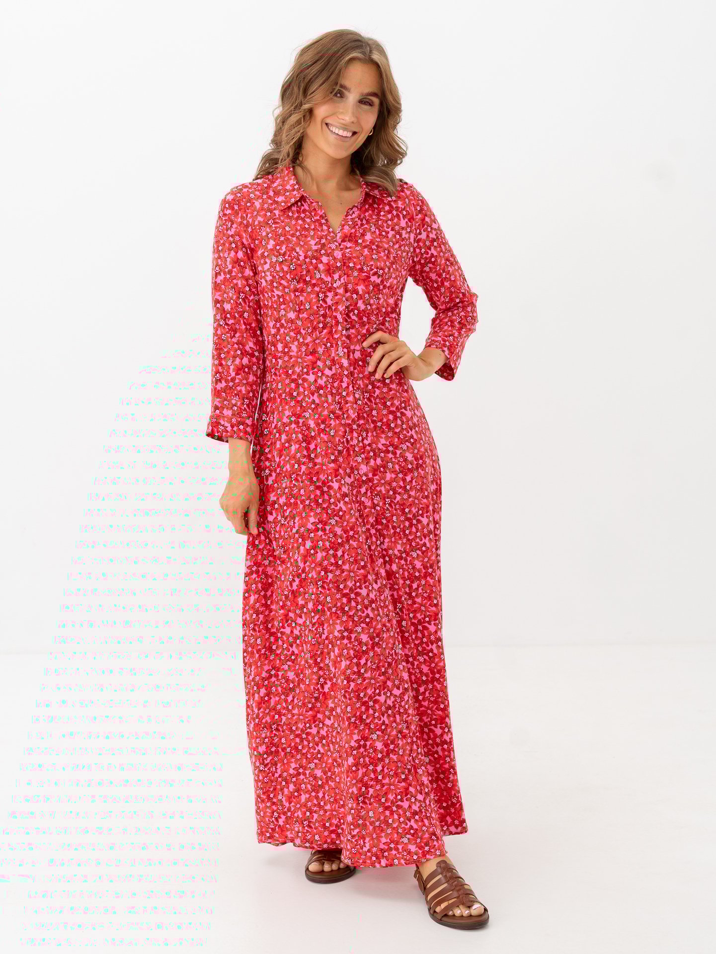 Y.A.S Savanna Long Shirt Dress Cyclamen Polly print