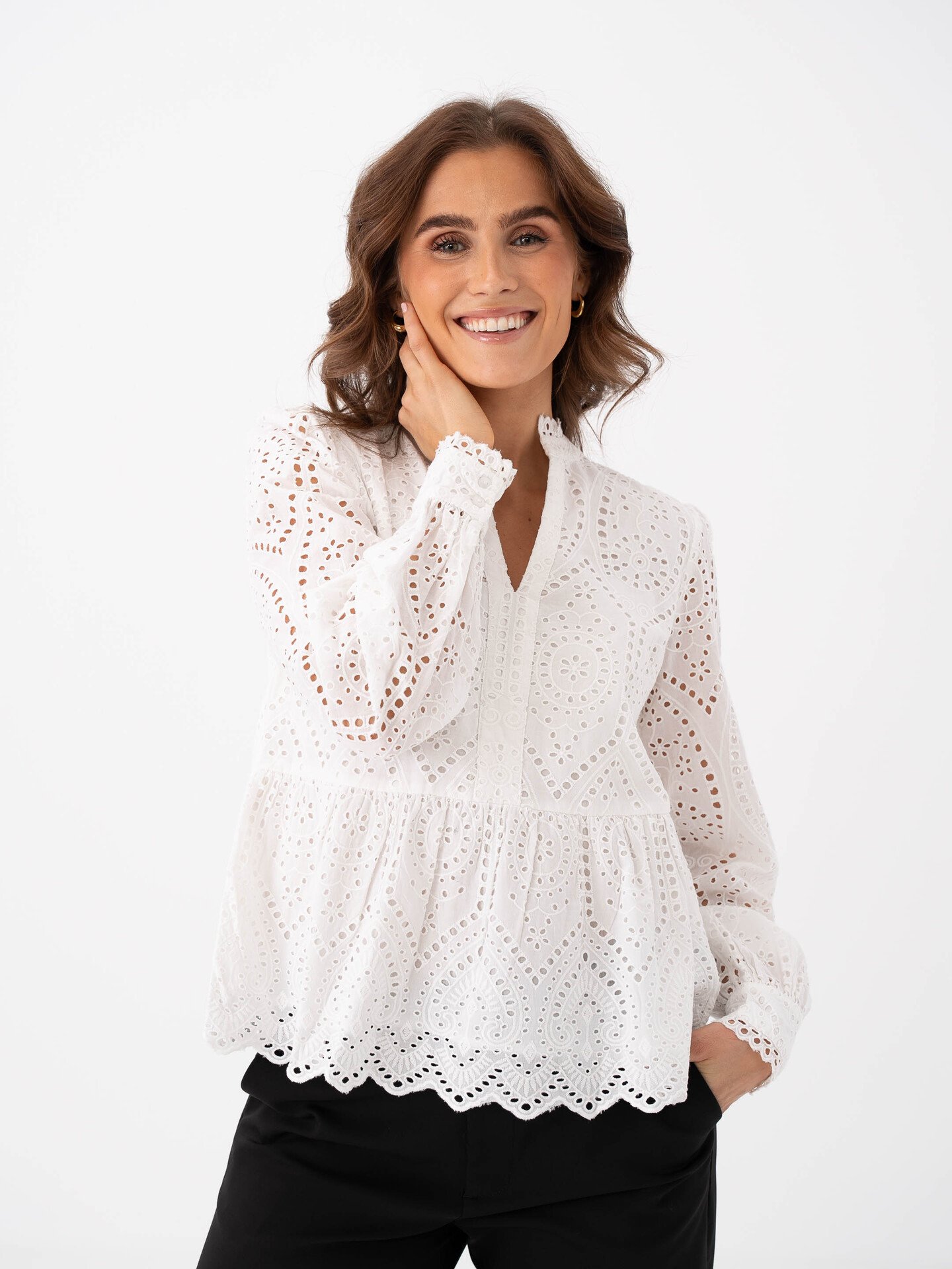 Y.A.S Holi Long Sleeve Top Star White