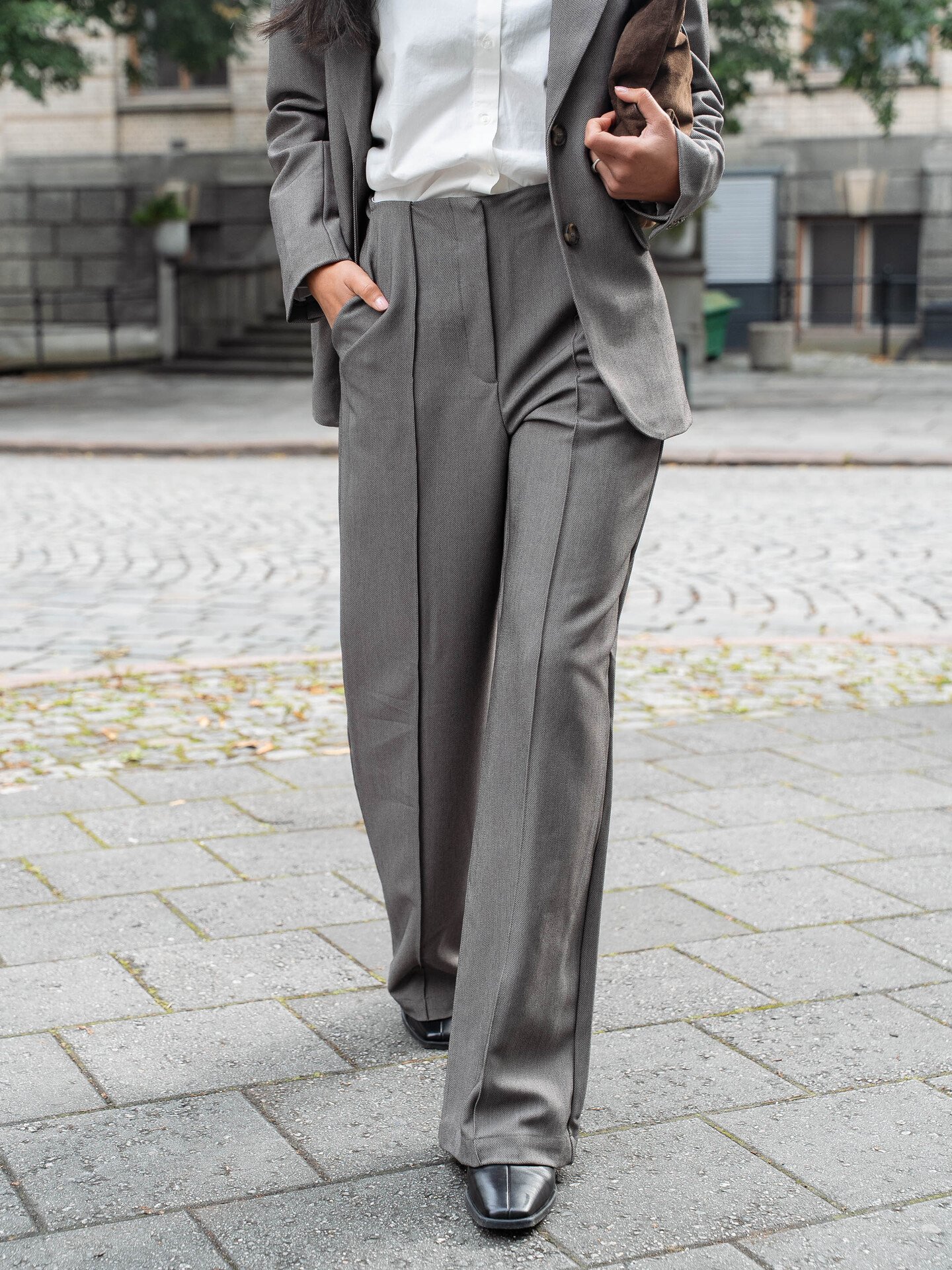 Y.A.S Reemaj High Waist Pant Grey Melange