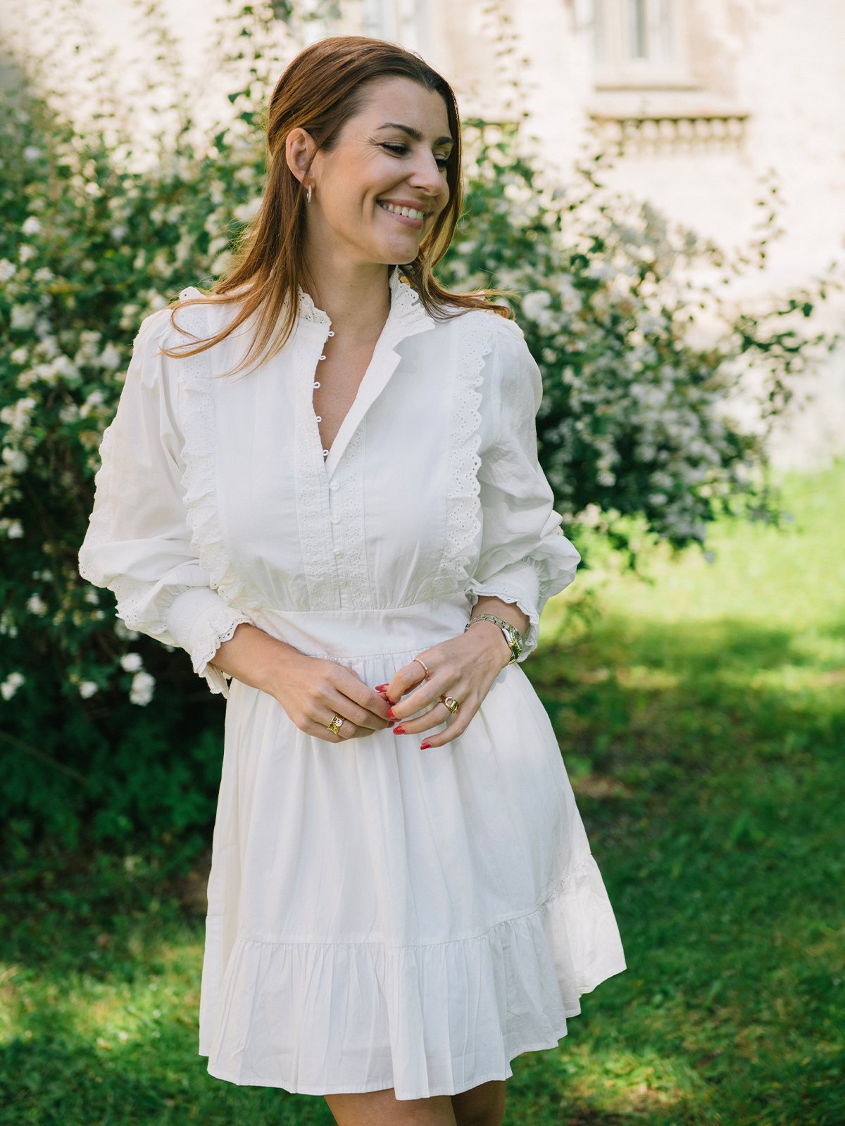 Y.A.S Siv Long Sleeve Dress Bright White