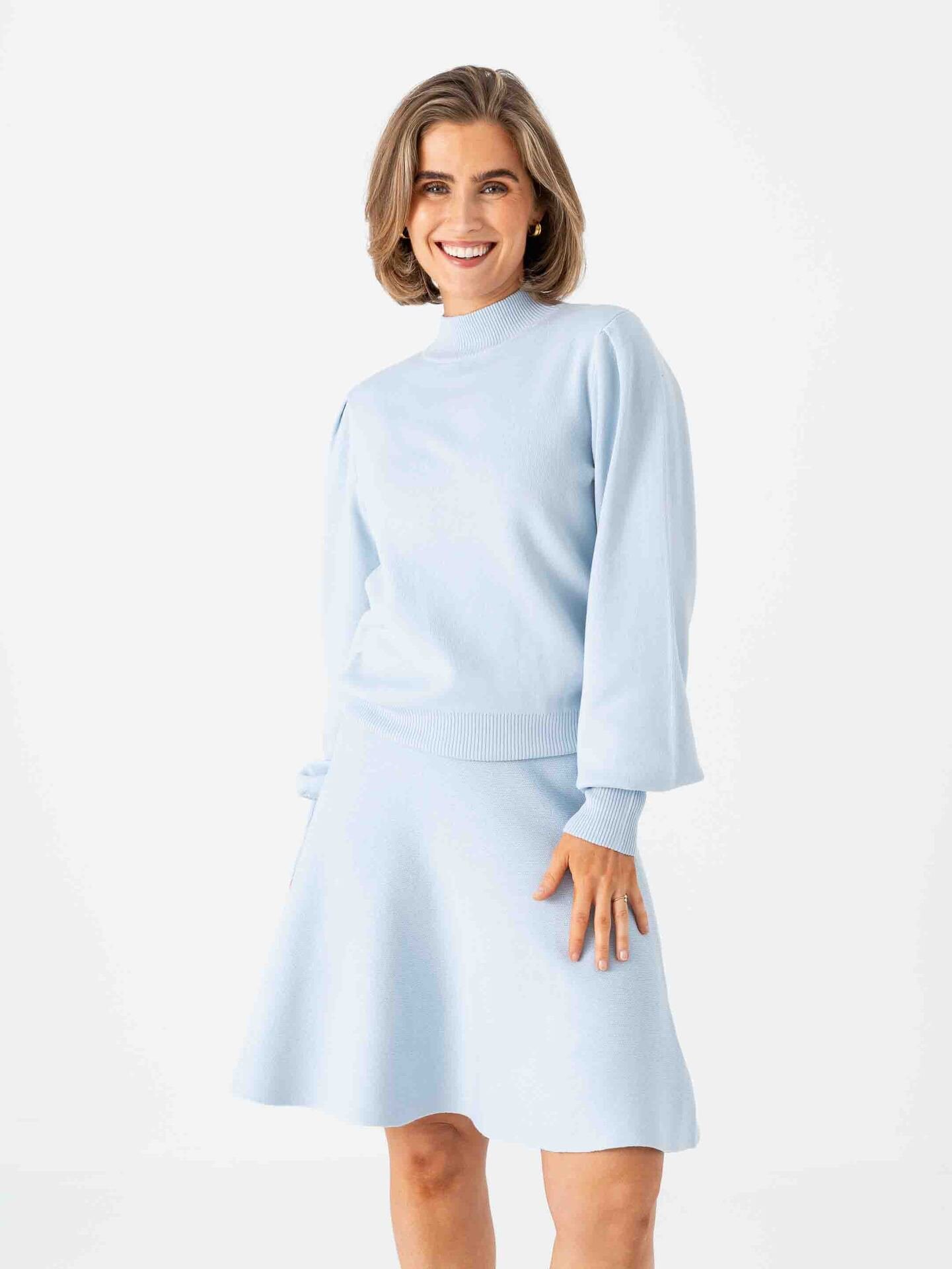 Y.A.S Fonny Long Sleeve Knit Pullover Skyway