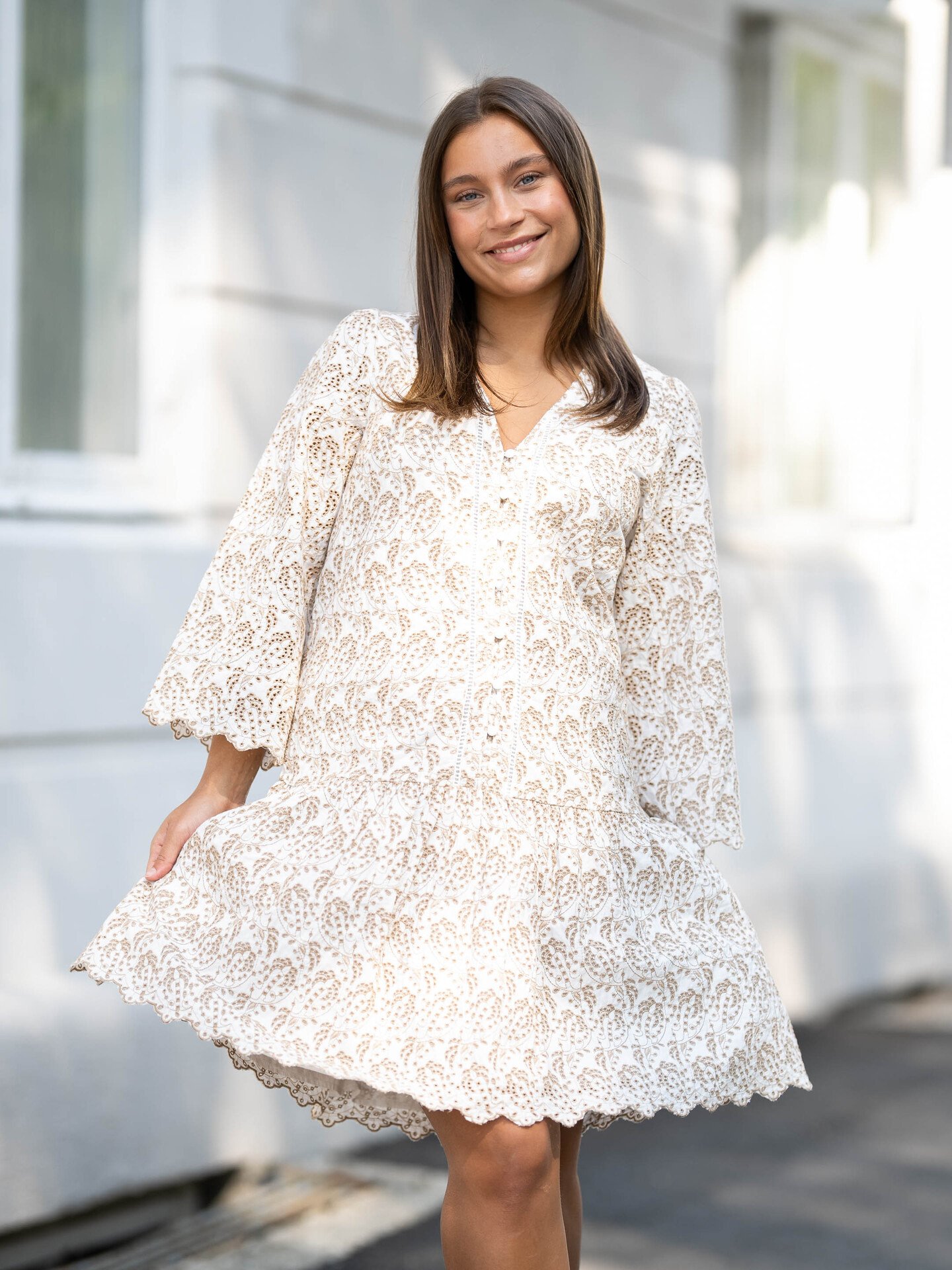 Y.A.S Aprilla 3/4 Dress Star White