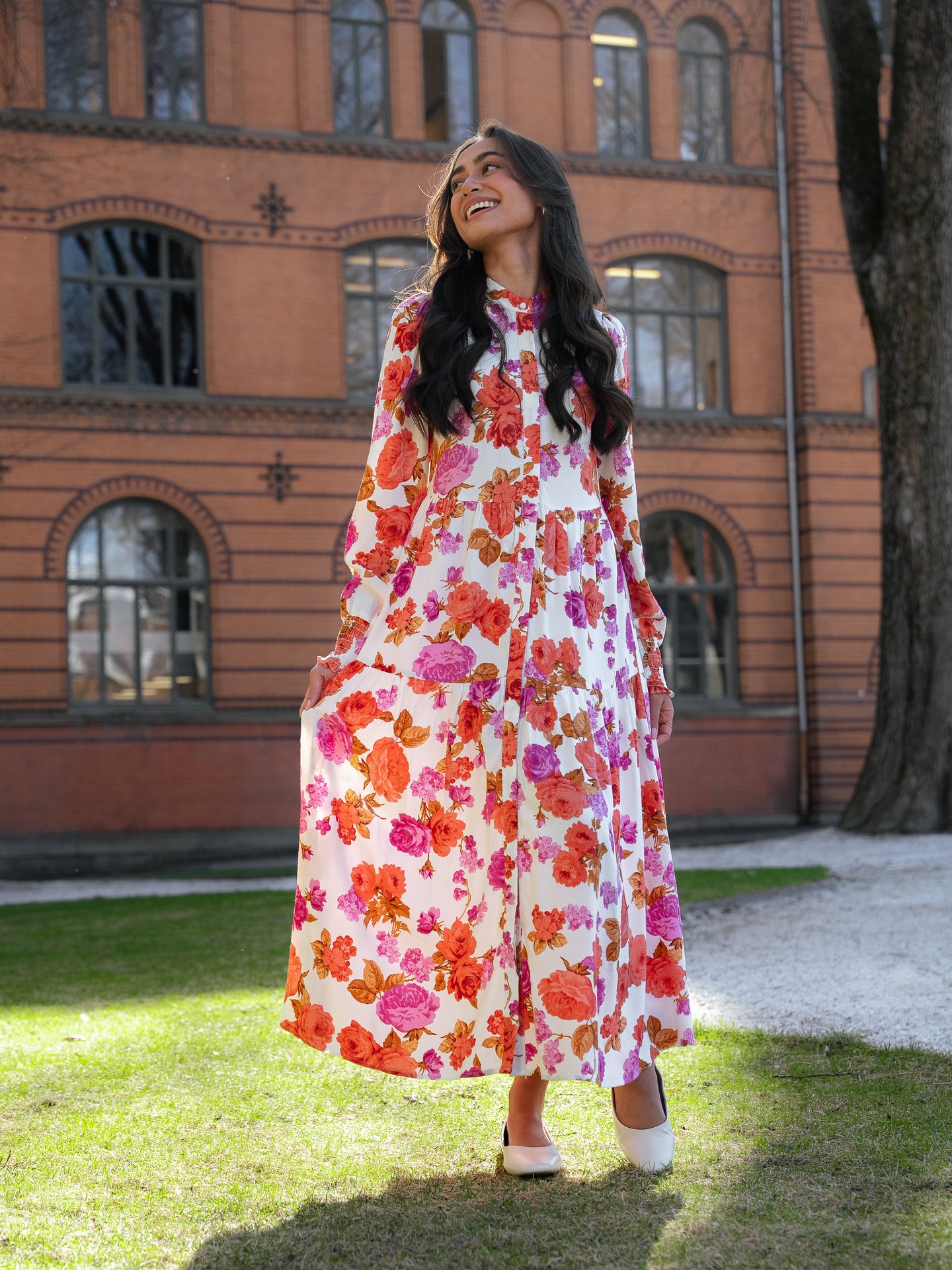 Y.A.S Asina Long Sleeve Long Shirt Dress Rød