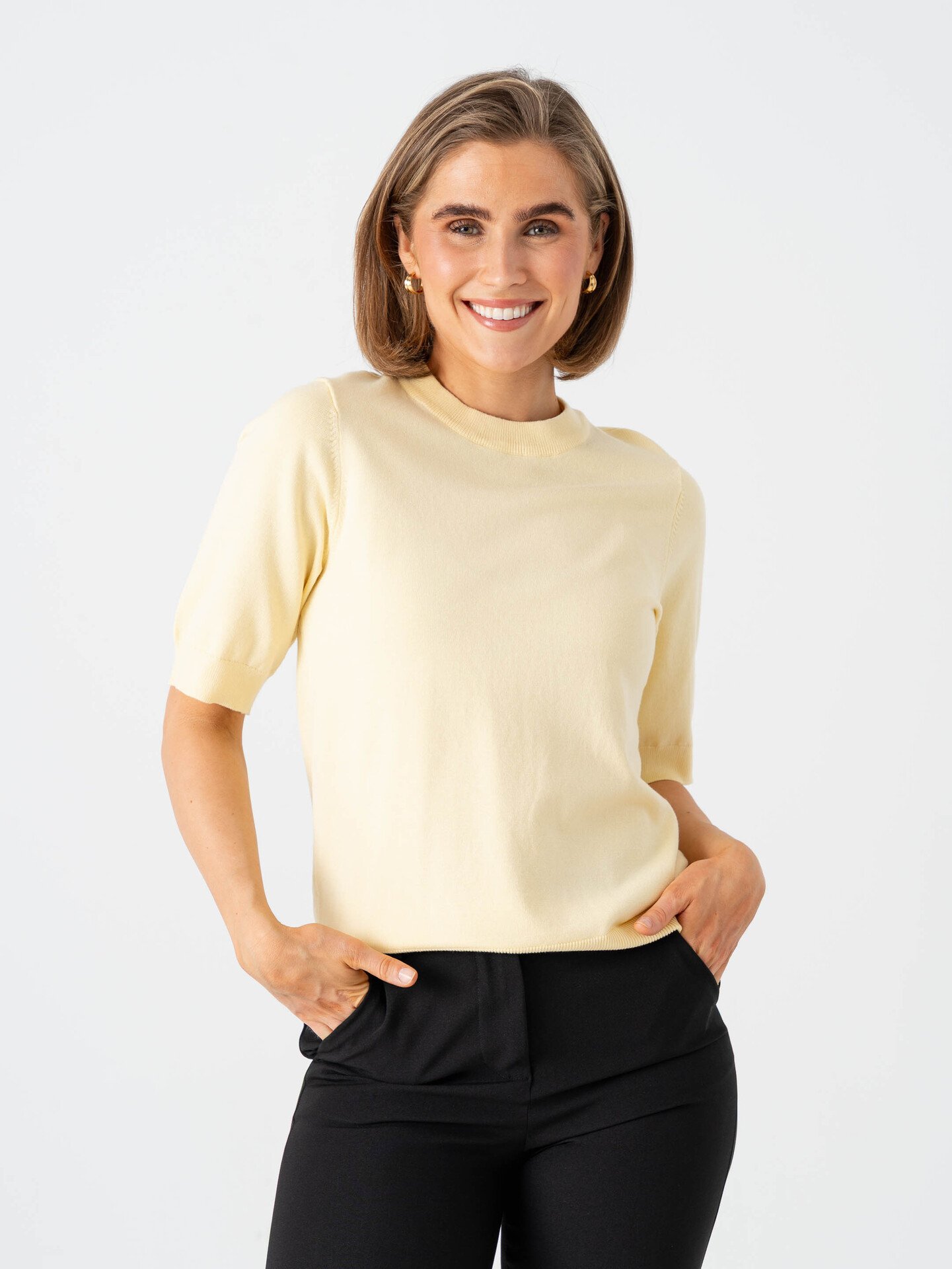 Y.A.S Lena Short Sleeve Knit Pullover Anise Flower