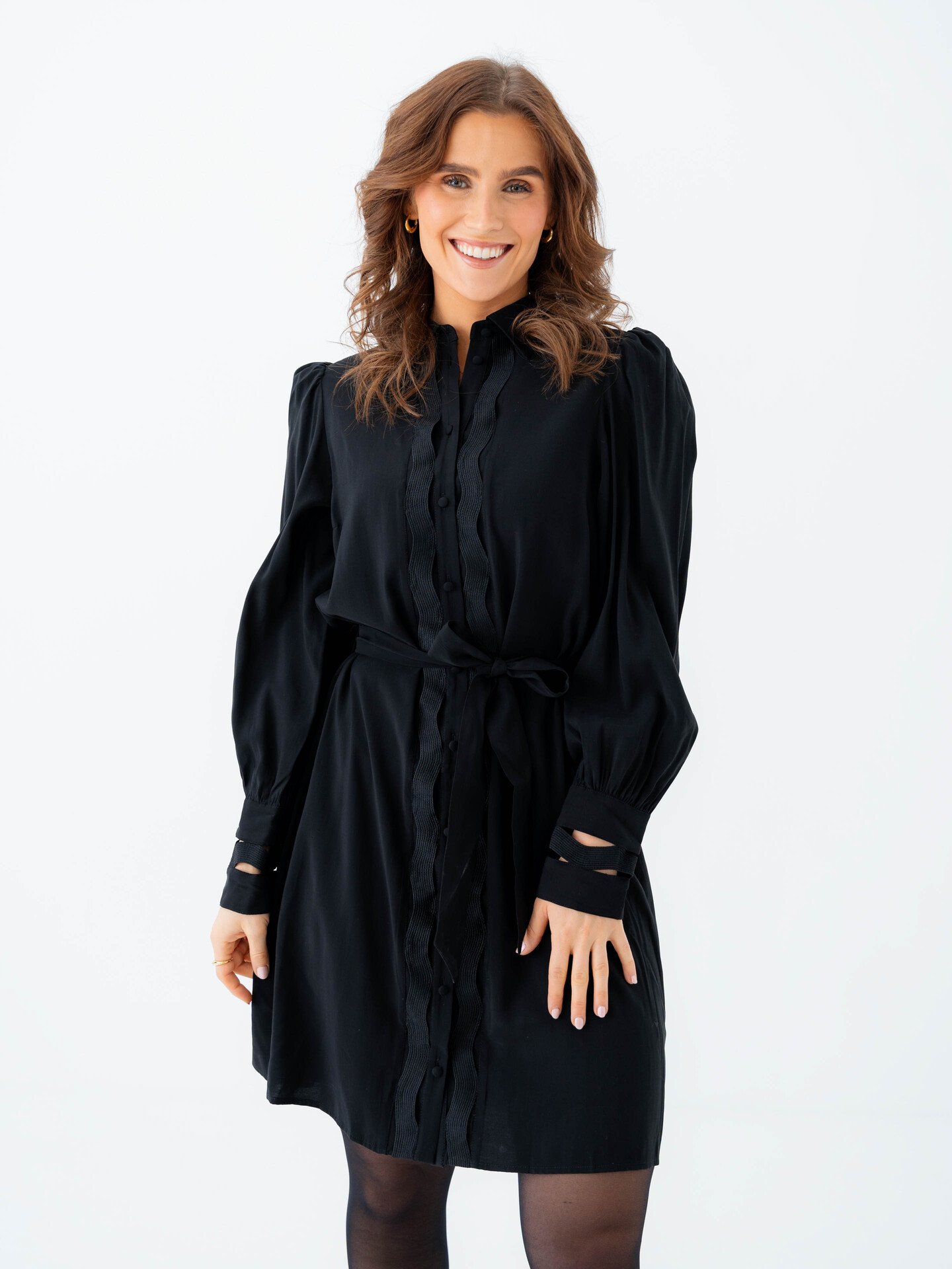 Y.A.S Unica Long Sleeve Shirt Dress Black
