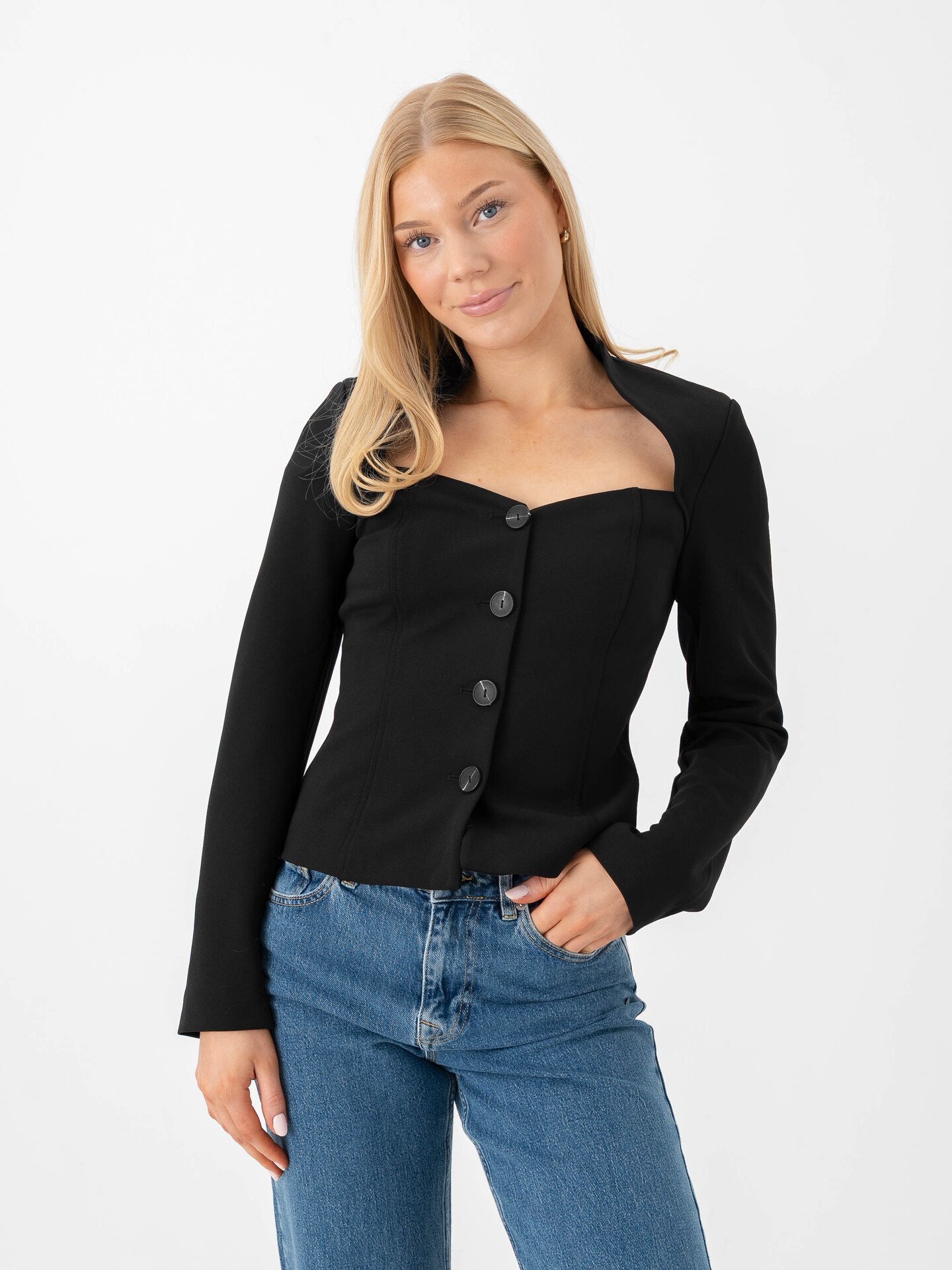 Y.A.S Favo 7/8 Blazer Top Black