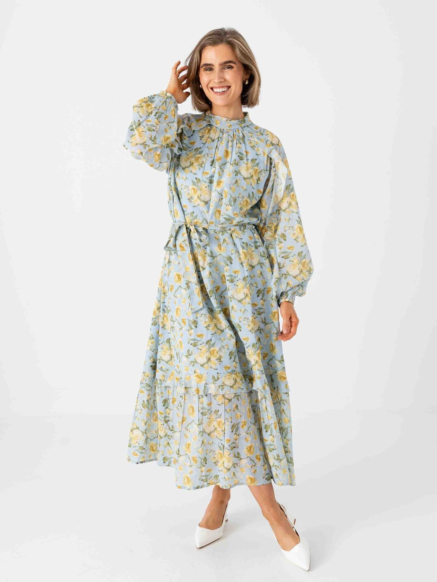 Y.A.S Matira Long Sleeve Long Dress Blå