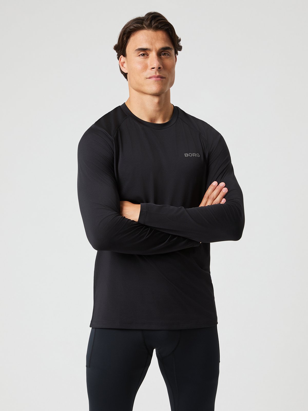 Björn Borg Borg Performance Long Sleeve Brushed T-Shirt Black Beauty