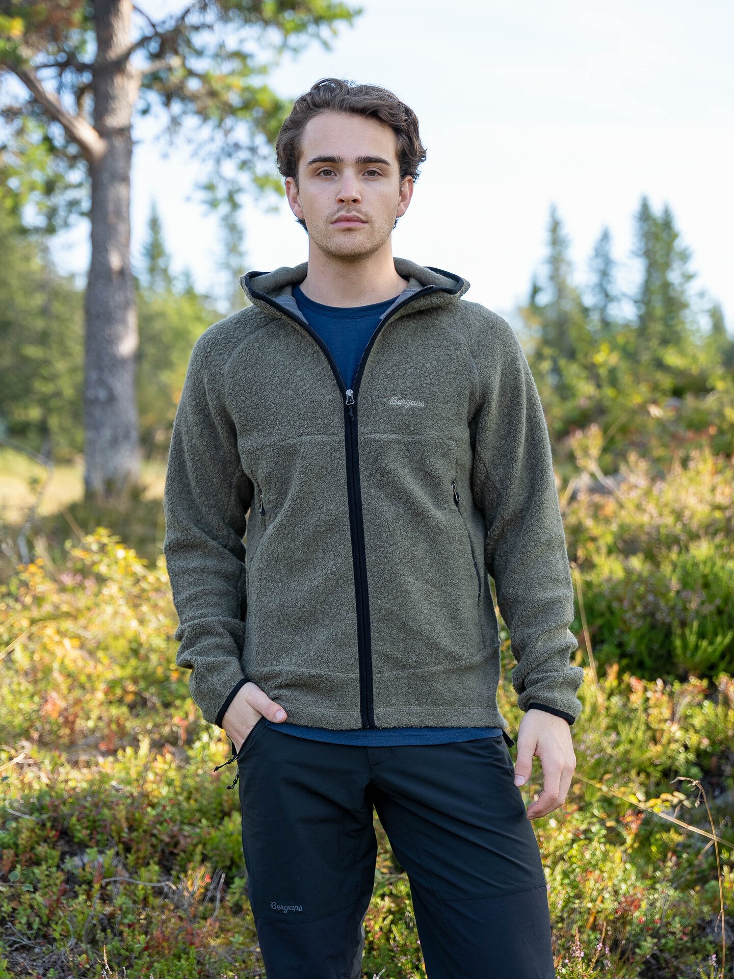 Bergans Vaagaa Merino Terry Midlayer Hoodie Men Green Mud