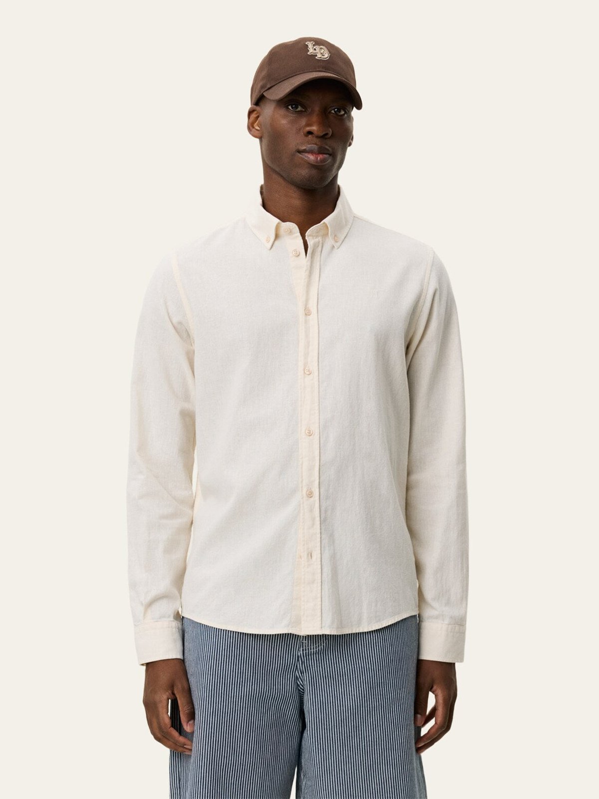 Les Deux Konrad Cotton Linen Shirt Eggnog White
