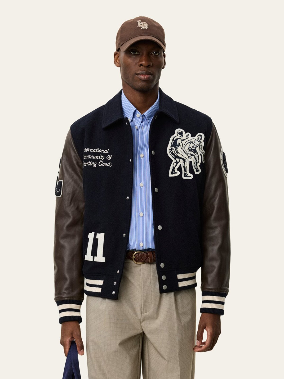 Les Deux Basket Varsity Wool Jacket Dark Navy